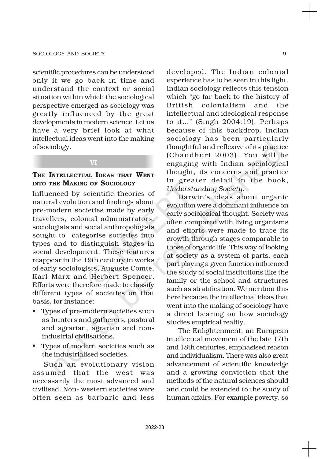 NCERT Book for Class 11 Sociology (Part-I) Chapter 1 Sociology and Society - Page 9