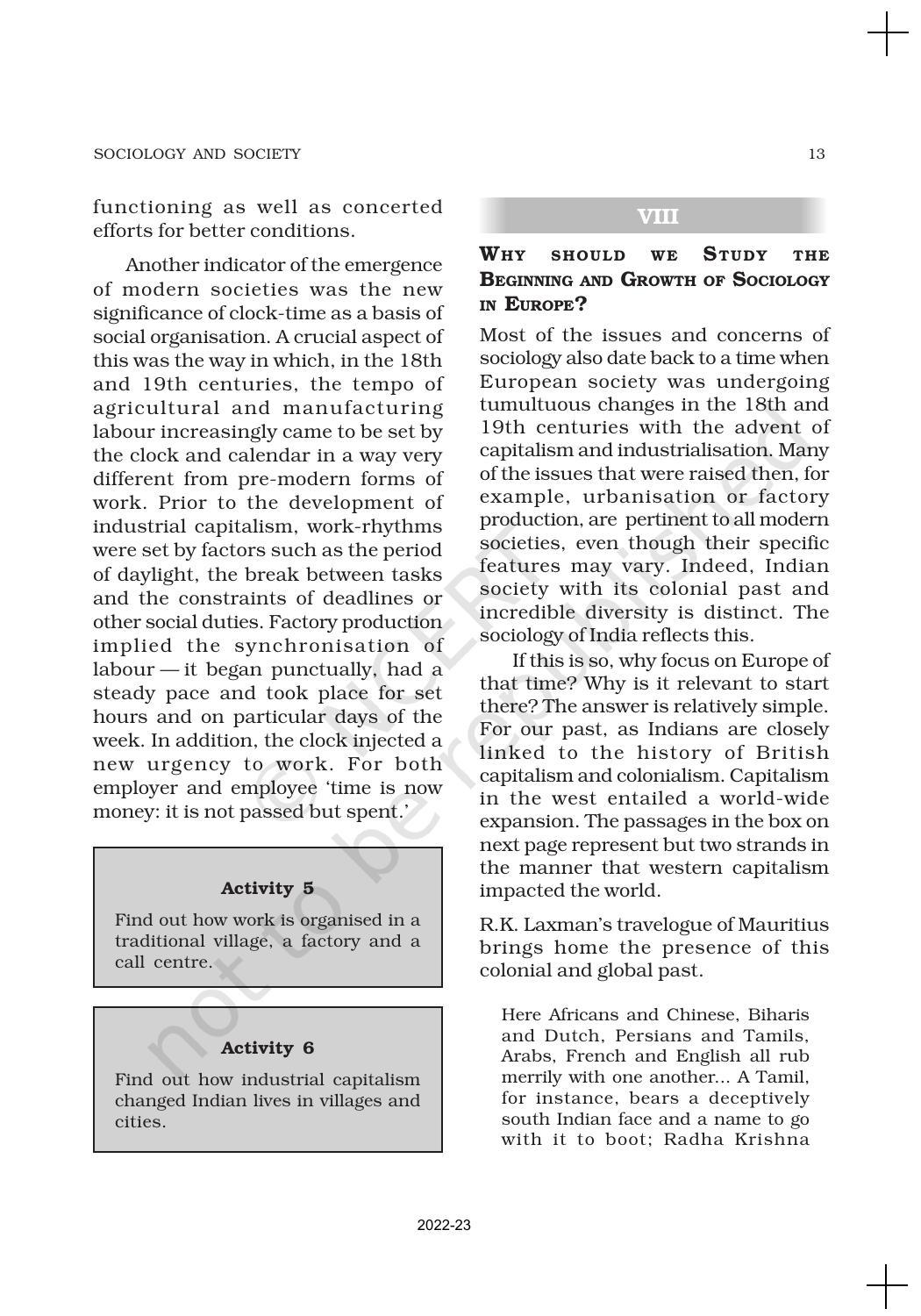 NCERT Book for Class 11 Sociology (Part-I) Chapter 1 Sociology and Society - Page 13
