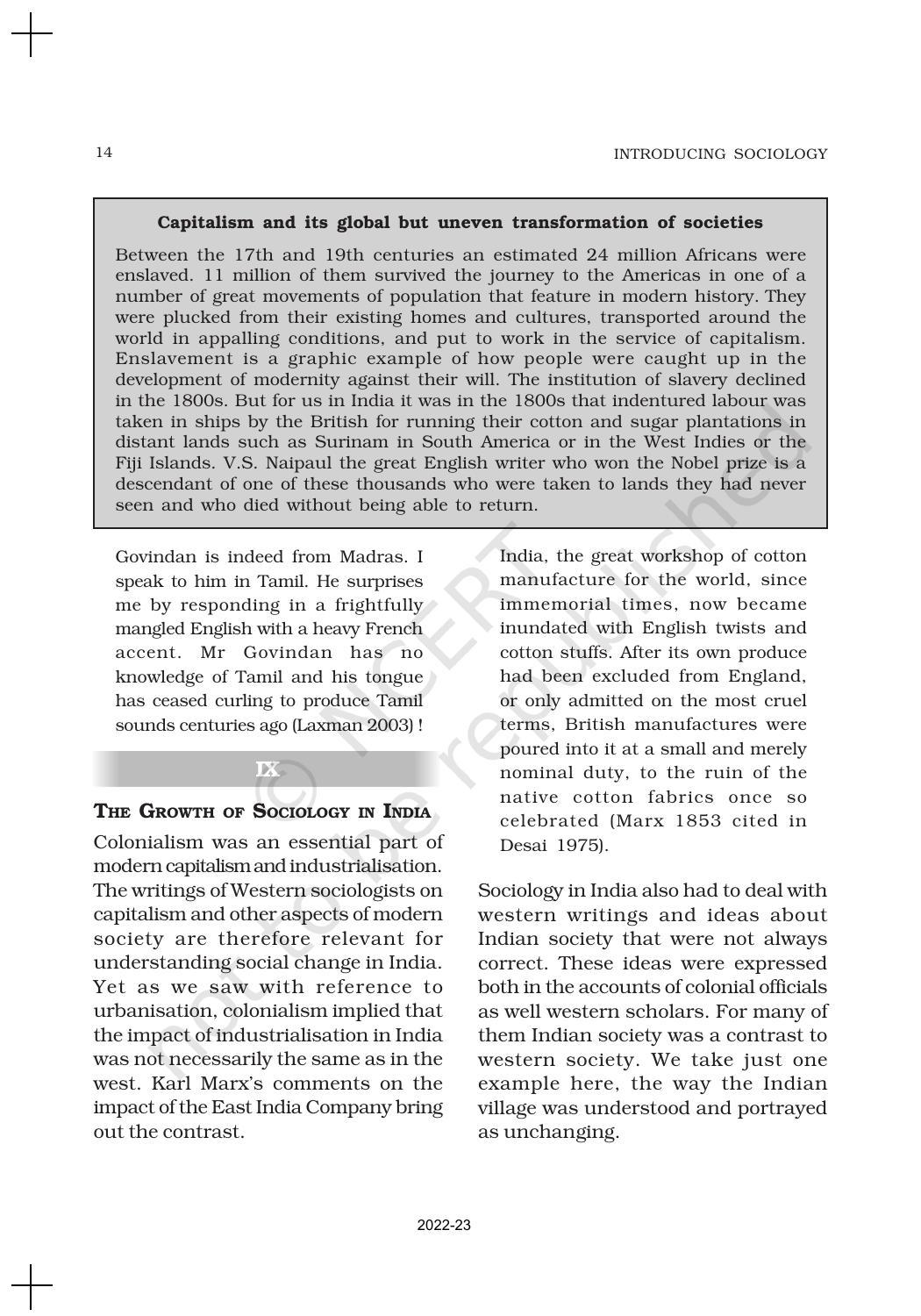 NCERT Book for Class 11 Sociology (Part-I) Chapter 1 Sociology and Society - Page 14