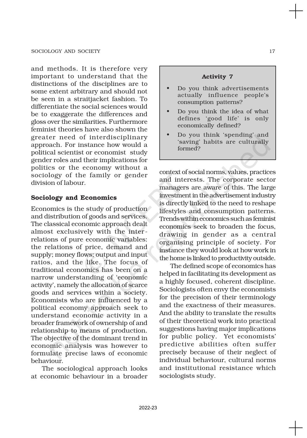 NCERT Book for Class 11 Sociology (Part-I) Chapter 1 Sociology and Society - Page 17