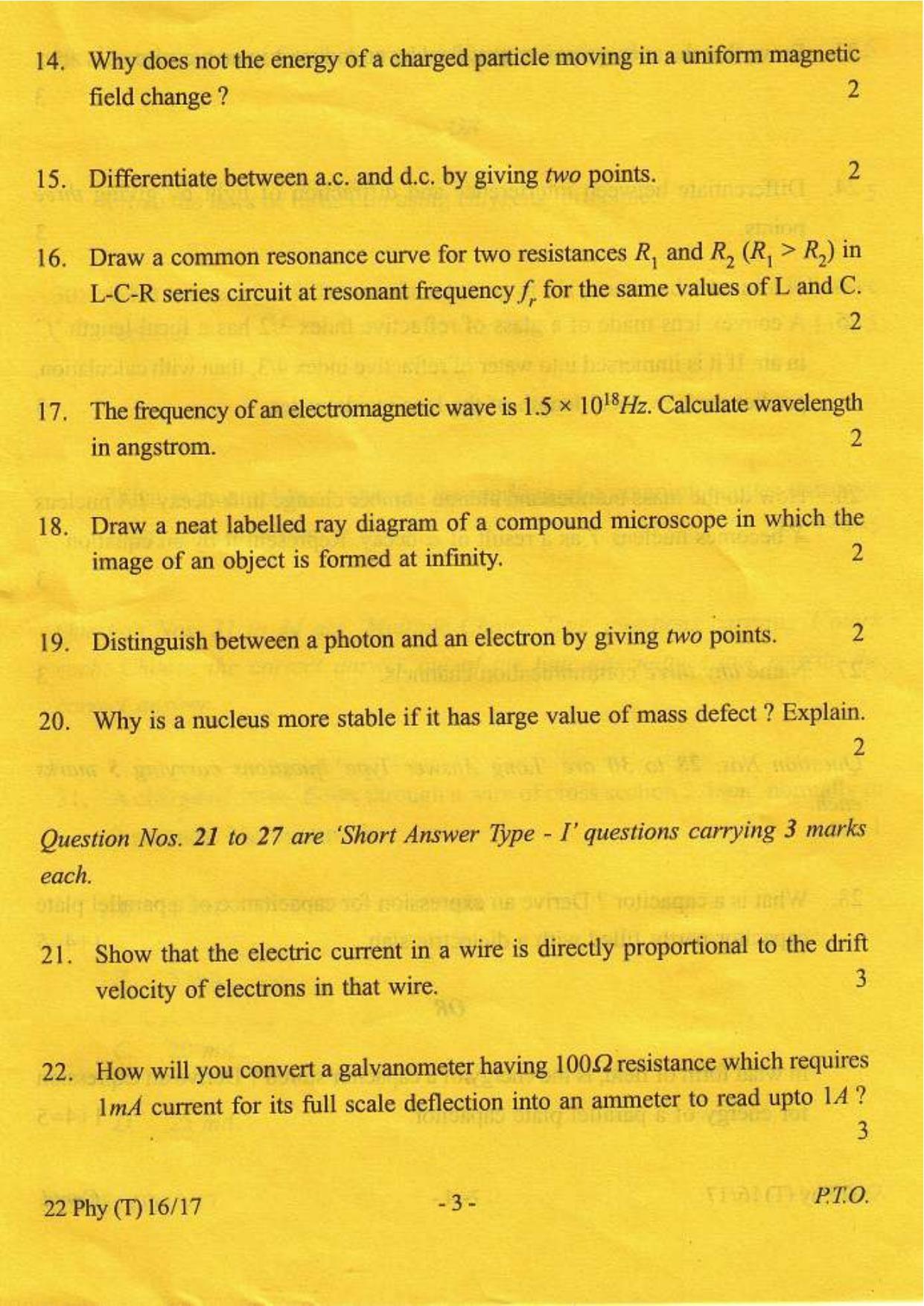 COHSEM Class 12 Physics 2017 Question Papers - Page 3