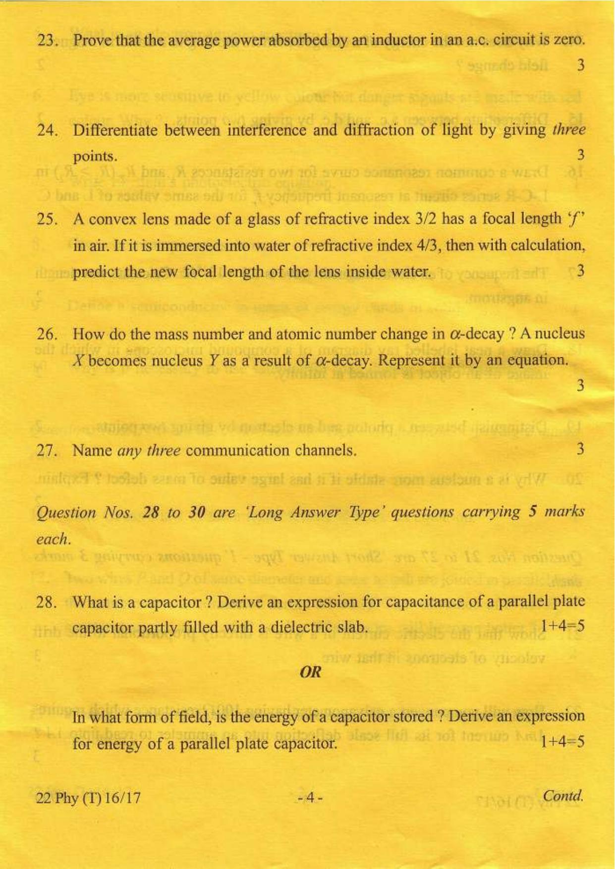 COHSEM Class 12 Physics 2017 Question Papers - Page 4