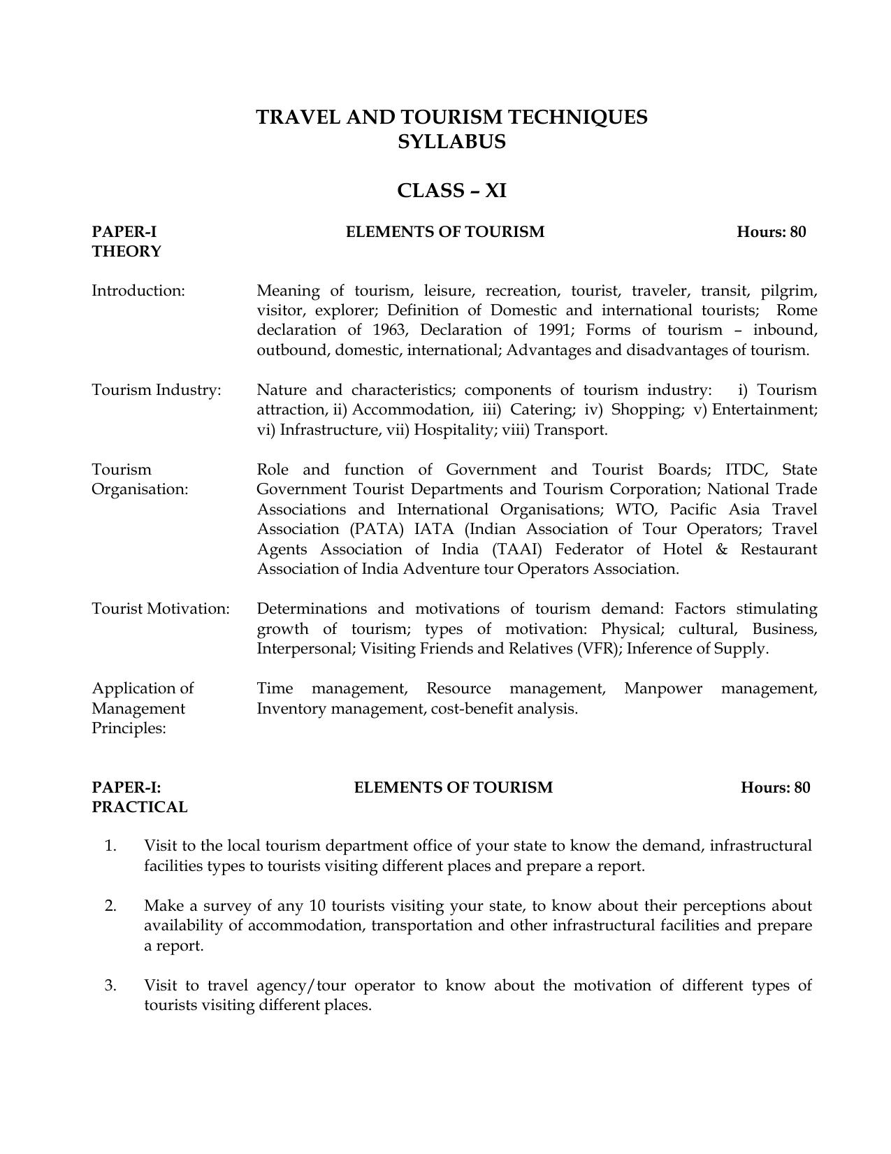 Meghalaya Board Travel & Tourism Syllabus for Class XI & XII  - Page 2