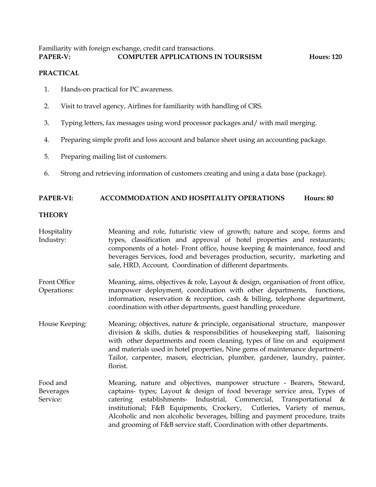 Meghalaya Board Travel & Tourism Syllabus for Class XI & XII  - Page 7