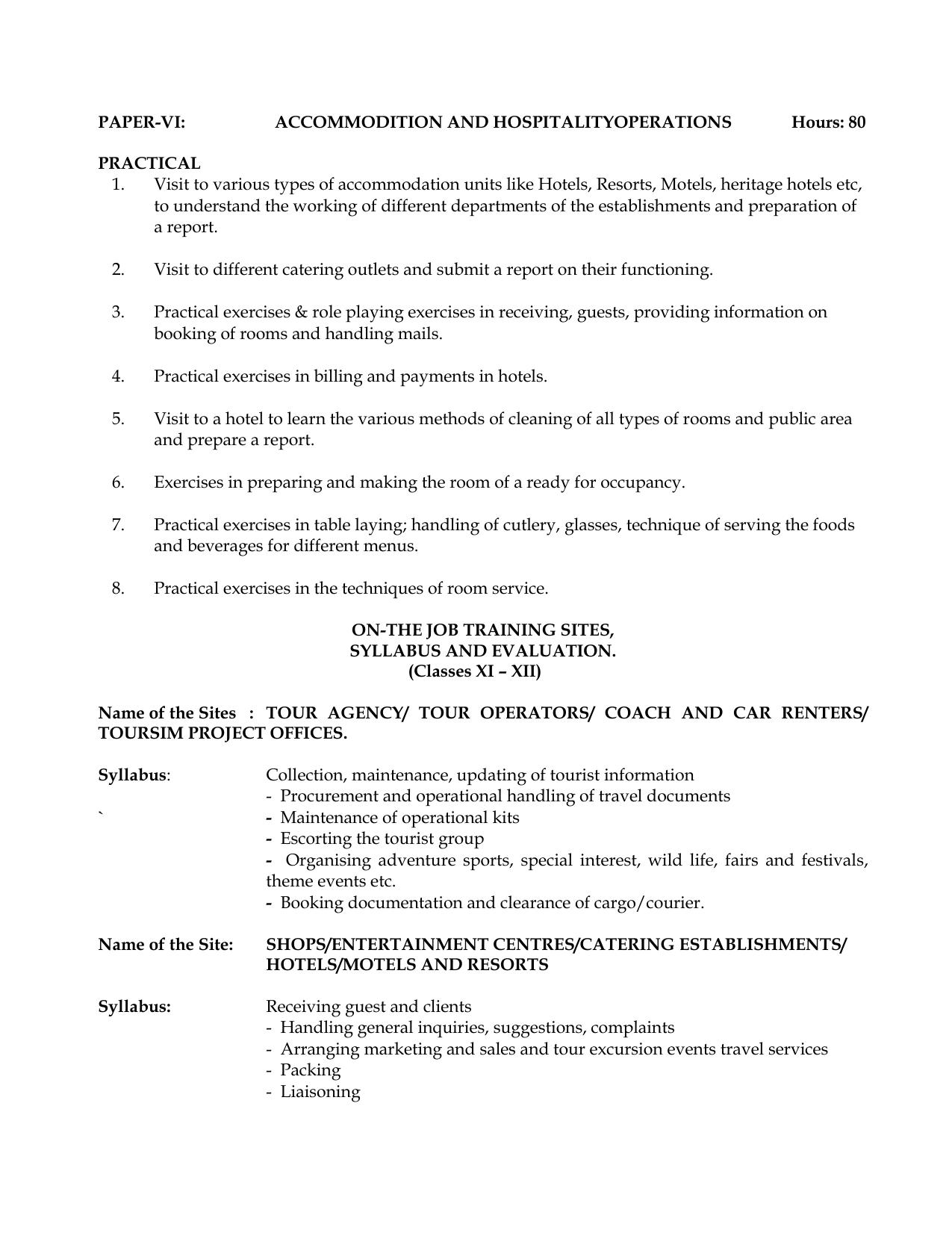 Meghalaya Board Travel & Tourism Syllabus for Class XI & XII  - Page 8