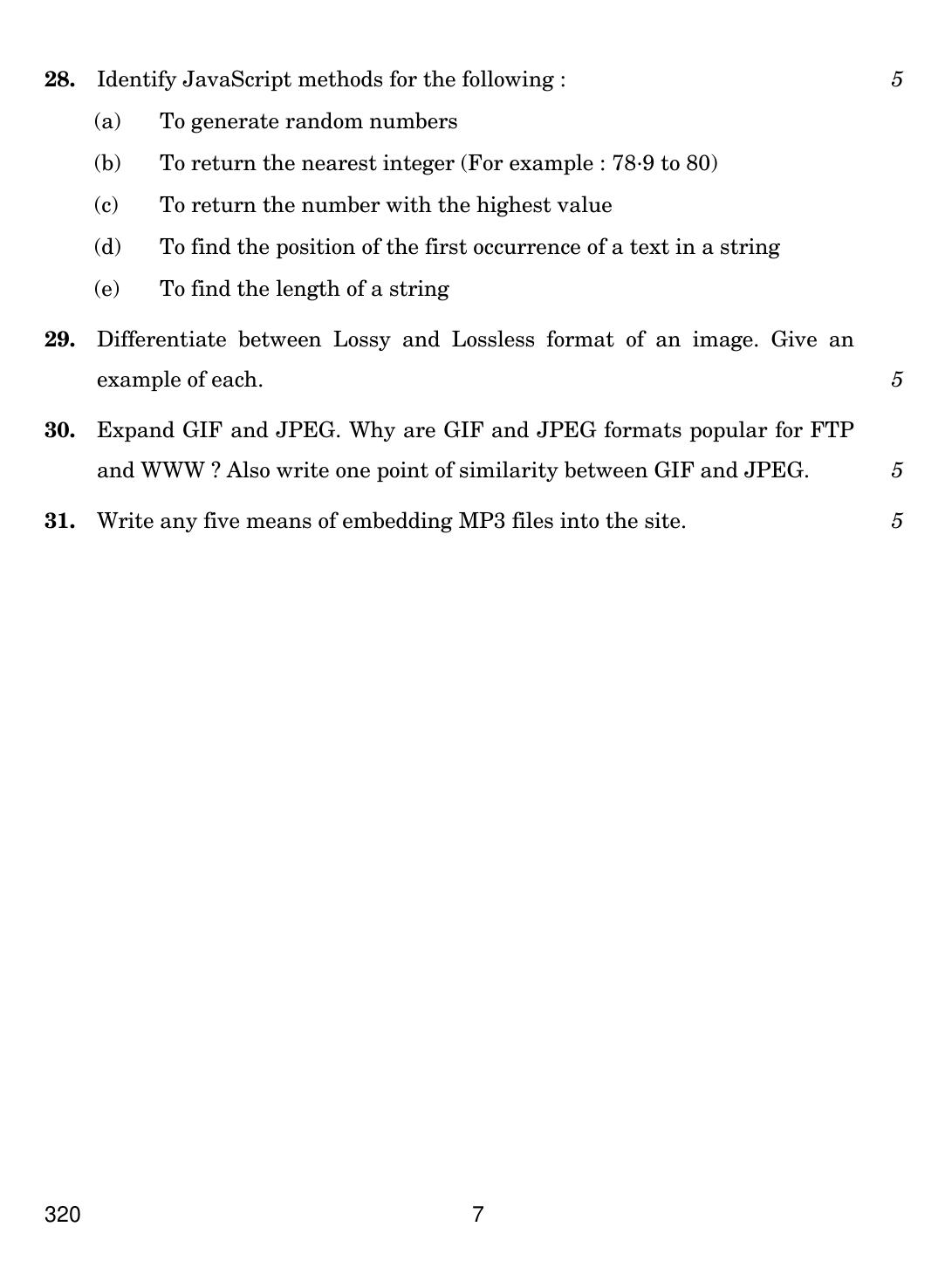 CBSE Class 12 320 WEB APPLICATIONS 2019 Compartment Question Paper - Page 7