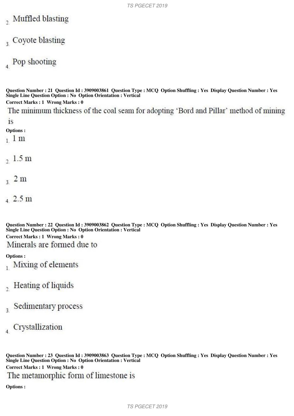 TS PGECET 2019: Mining Engineering Question Papers - Page 10