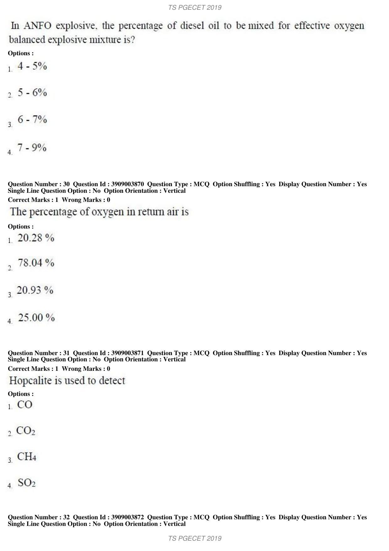 TS PGECET 2019: Mining Engineering Question Papers - Page 13