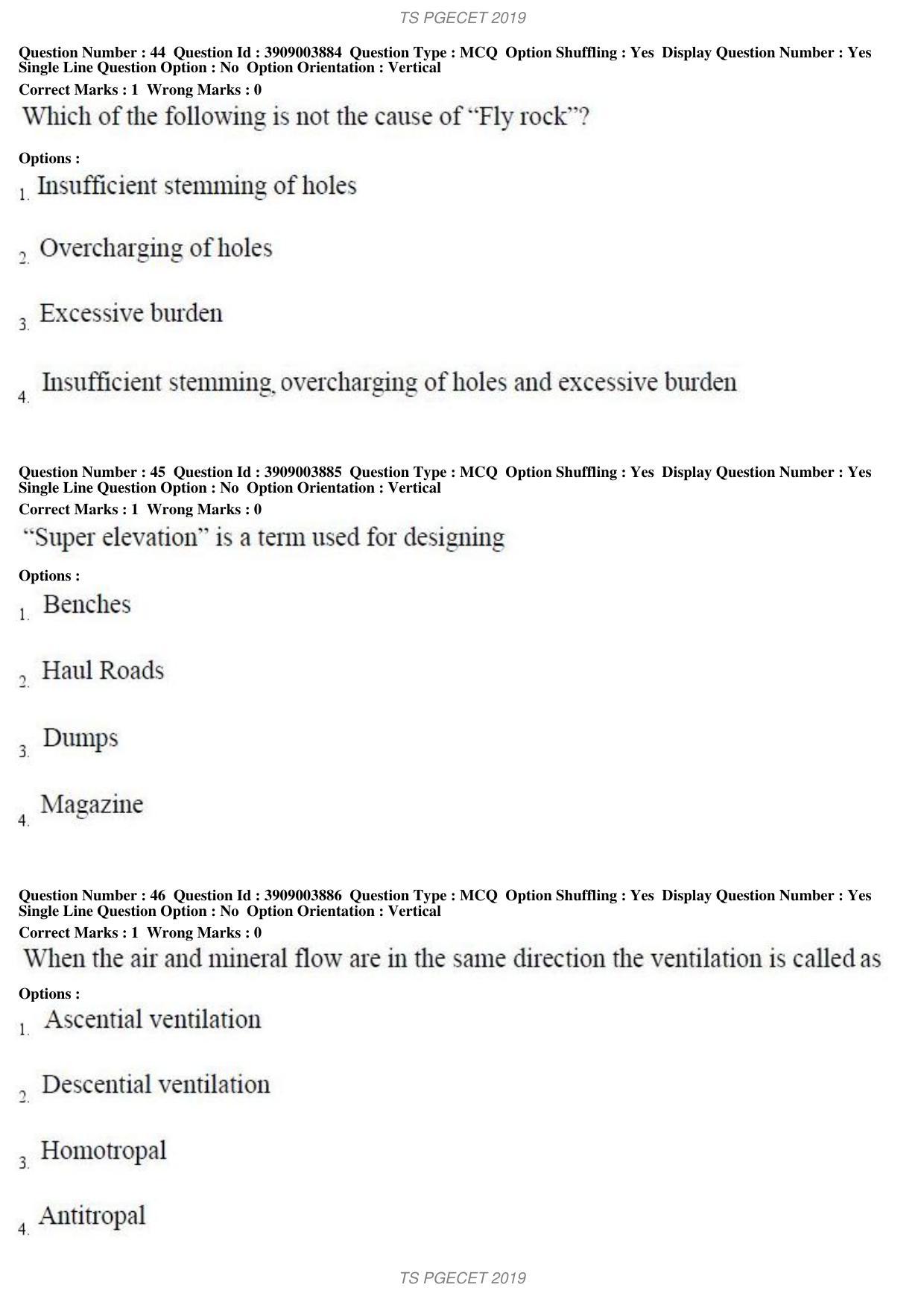 TS PGECET 2019: Mining Engineering Question Papers - Page 18