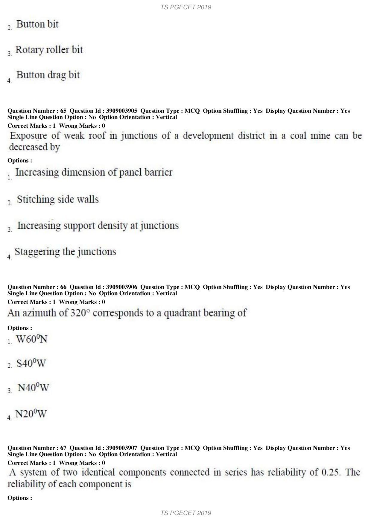 TS PGECET 2019: Mining Engineering Question Papers - Page 25