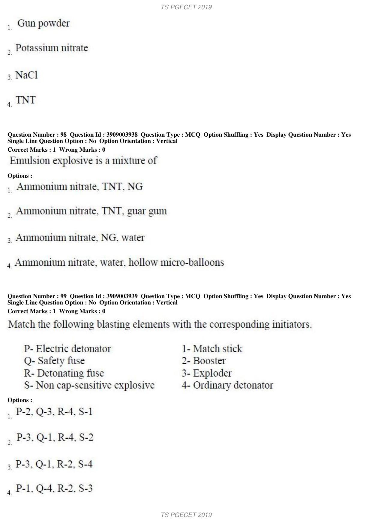 TS PGECET 2019: Mining Engineering Question Papers - Page 37