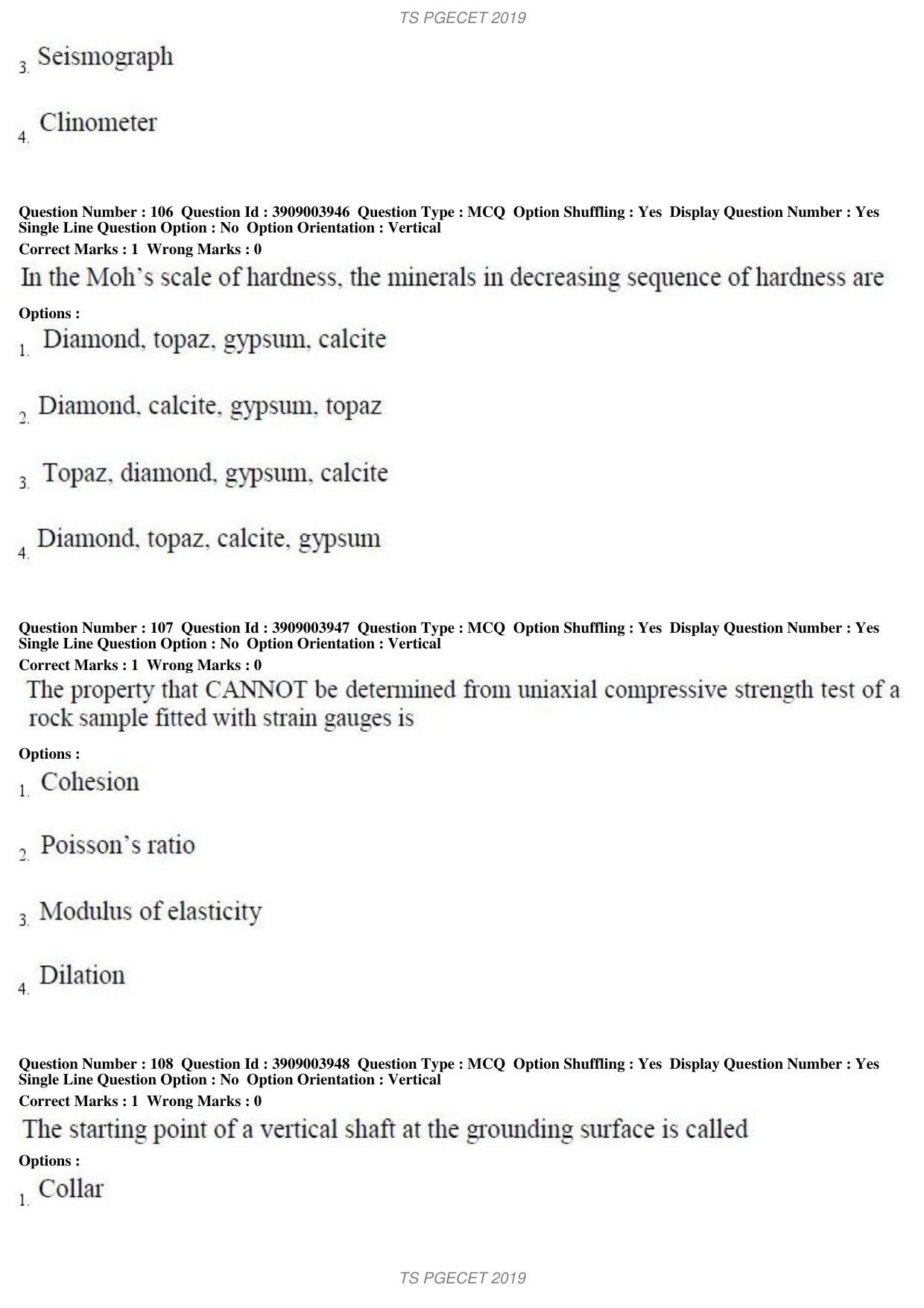 TS PGECET 2019: Mining Engineering Question Papers - Page 40