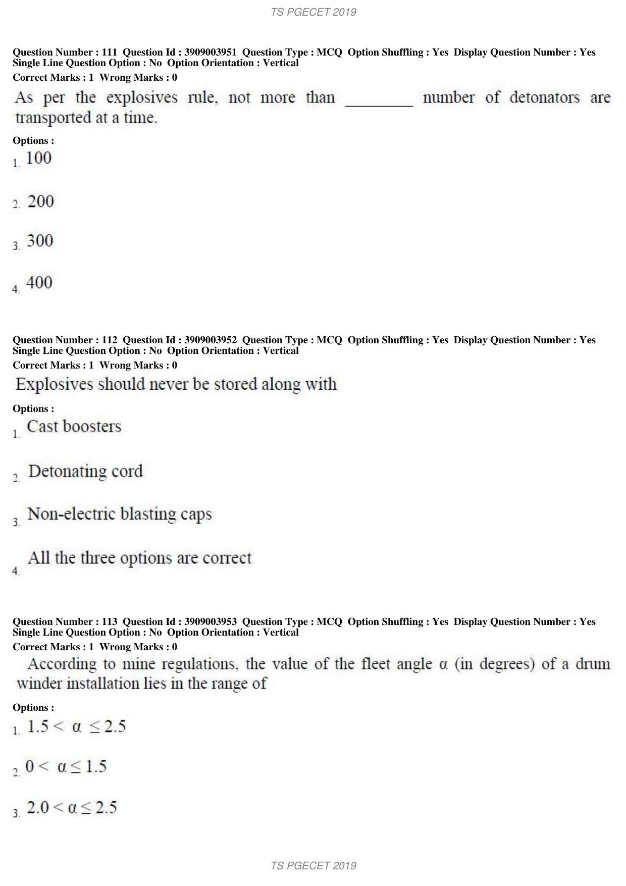 TS PGECET 2019: Mining Engineering Question Papers - Page 42