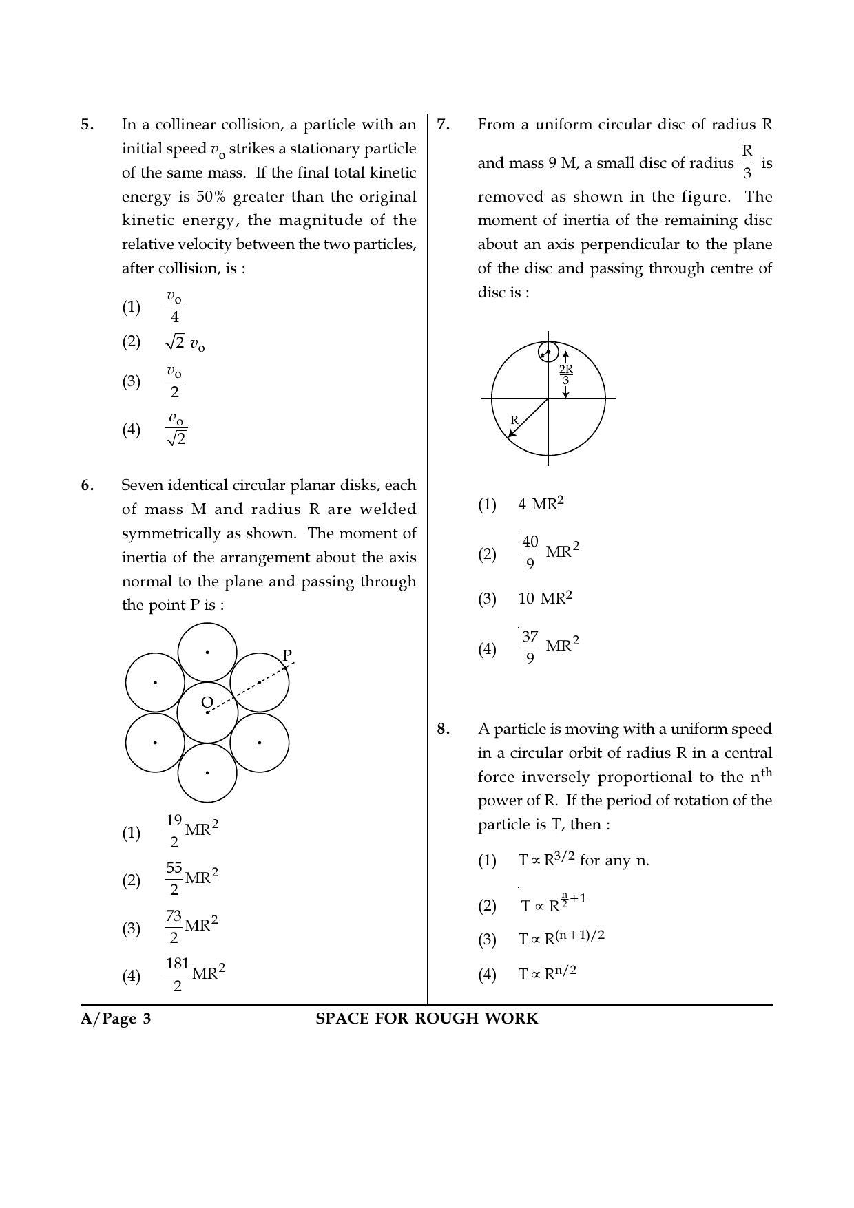 JEE Main 2018 Offline Question Paper: Set A - Page 3