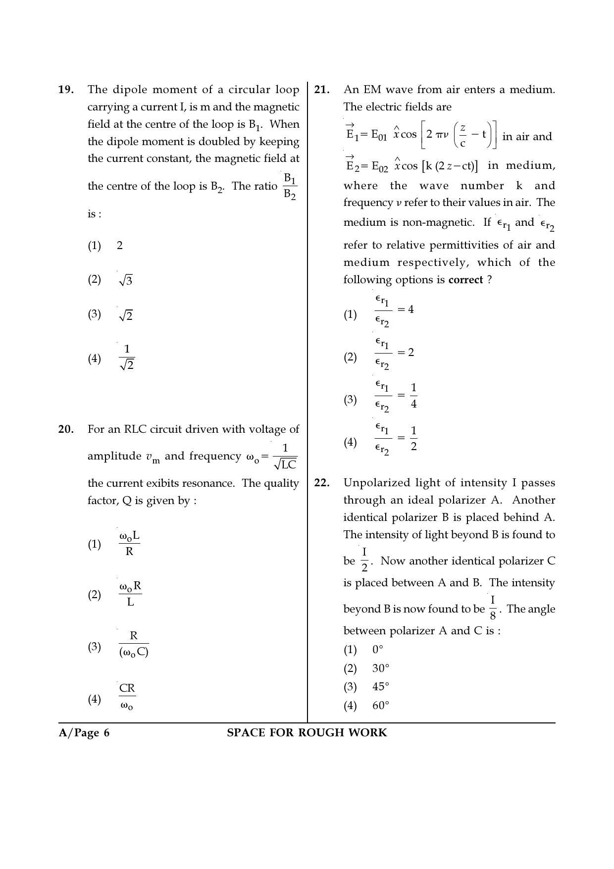 JEE Main 2018 Offline Question Paper: Set A - Page 6