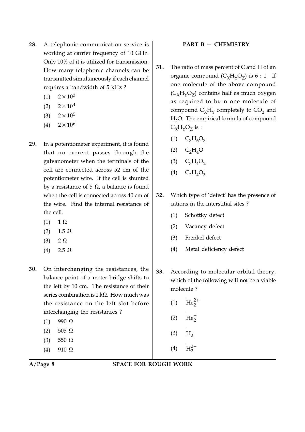 JEE Main 2018 Offline Question Paper: Set A - Page 8