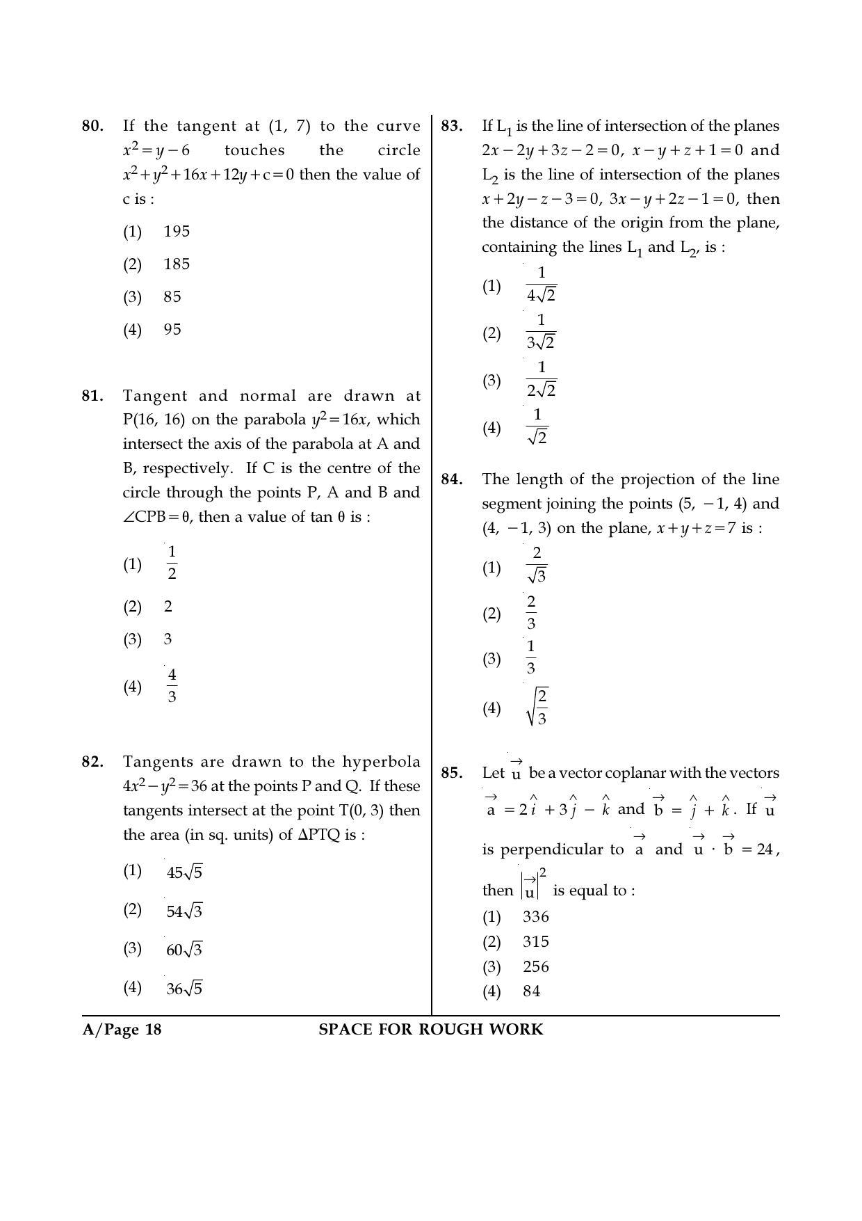 JEE Main 2018 Offline Question Paper: Set A - Page 18