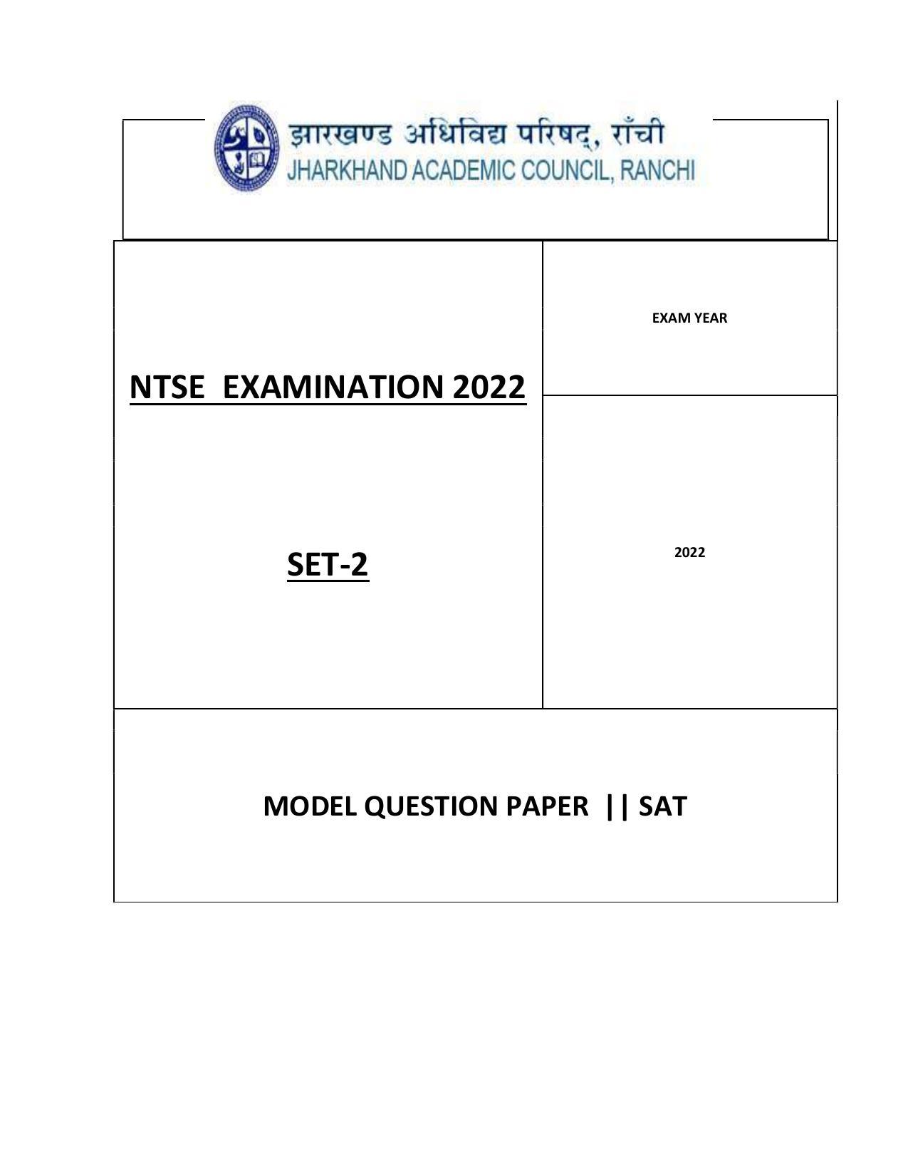JAC NTSE (Set I & 2) 2022 Model Paper - Page 72