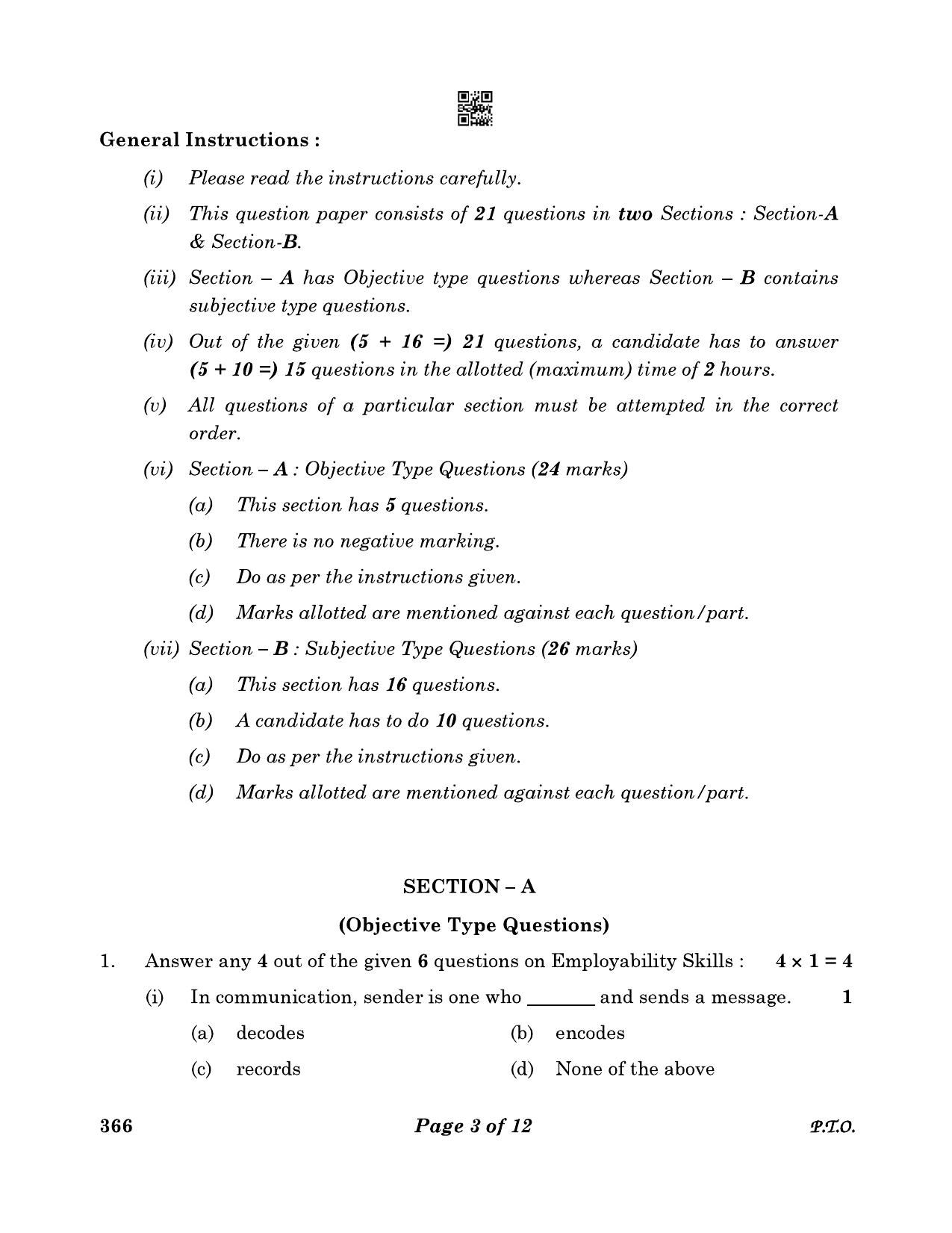 CBSE Class 12 366_Early Childhood Care & Education 2023 Question Paper - Page 3