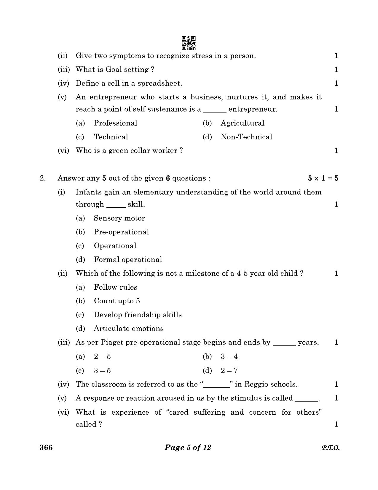CBSE Class 12 366_Early Childhood Care & Education 2023 Question Paper - Page 5