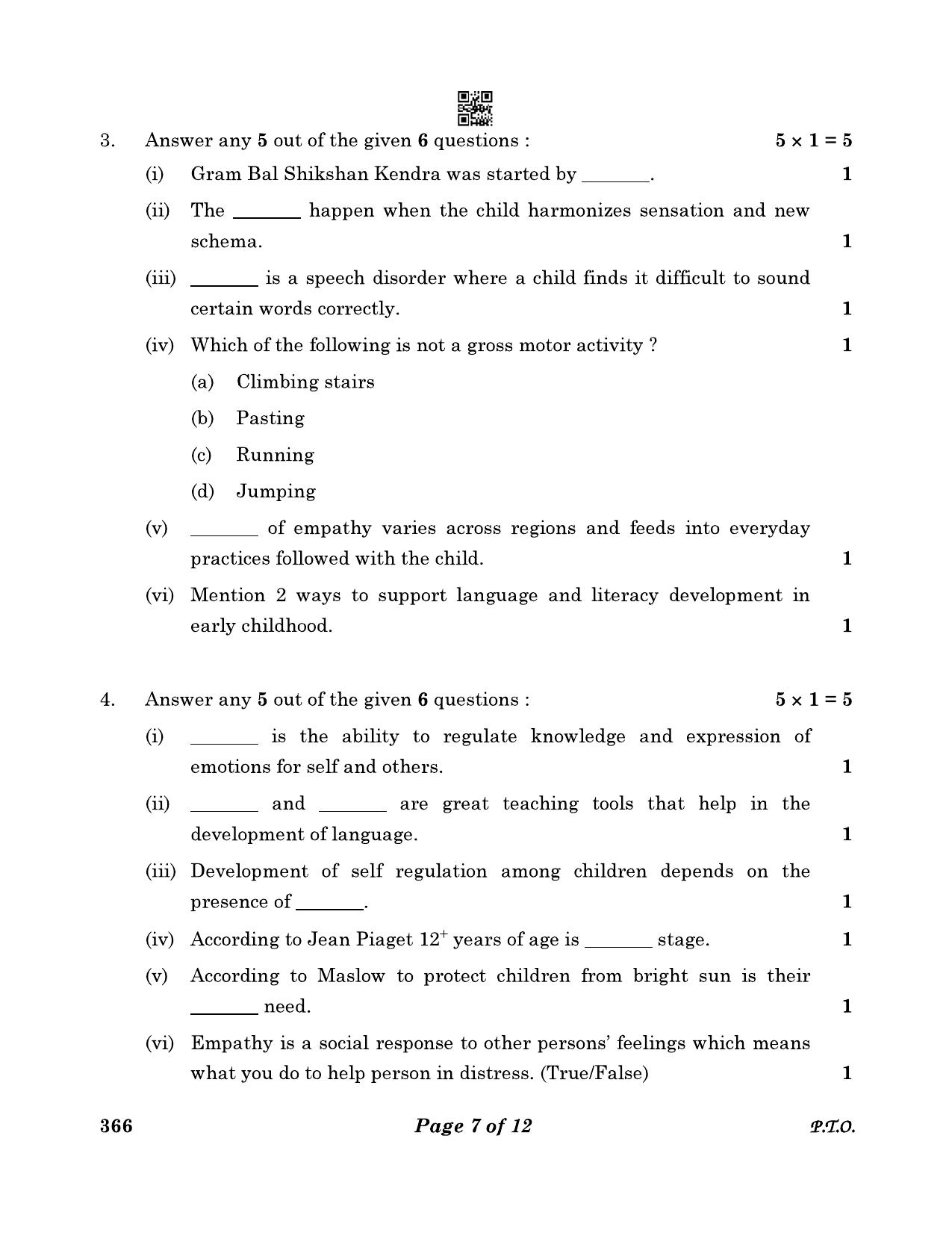 CBSE Class 12 366_Early Childhood Care & Education 2023 Question Paper - Page 7