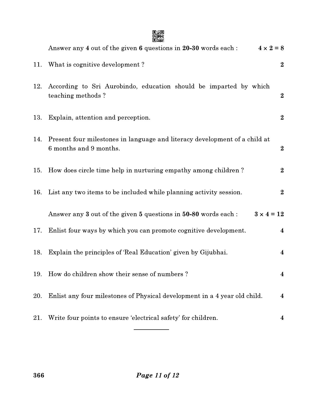 CBSE Class 12 366_Early Childhood Care & Education 2023 Question Paper - Page 11