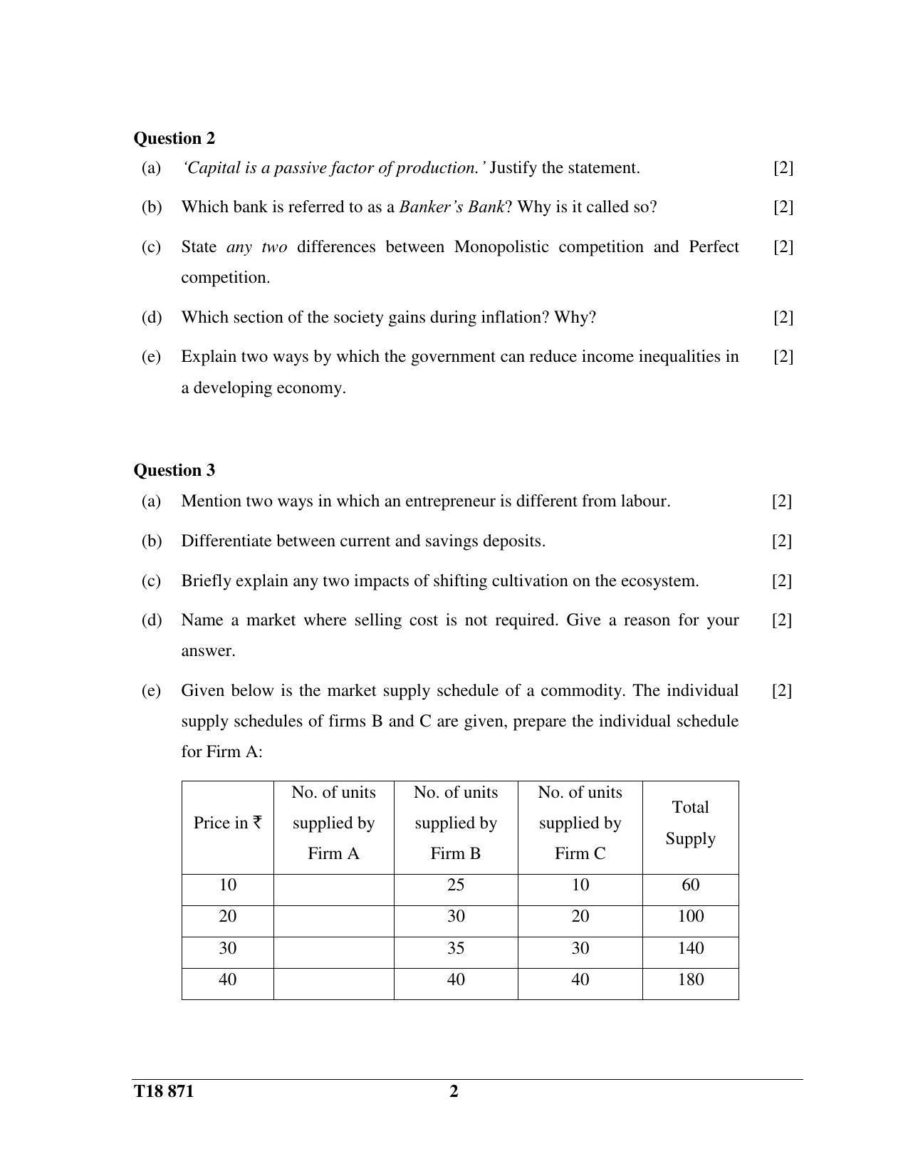 ISC Class 12 2018 Economic Applications Question Paper - Page 2
