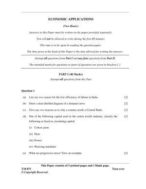 ISC Class 12 2018 Economic Applications Question Paper
