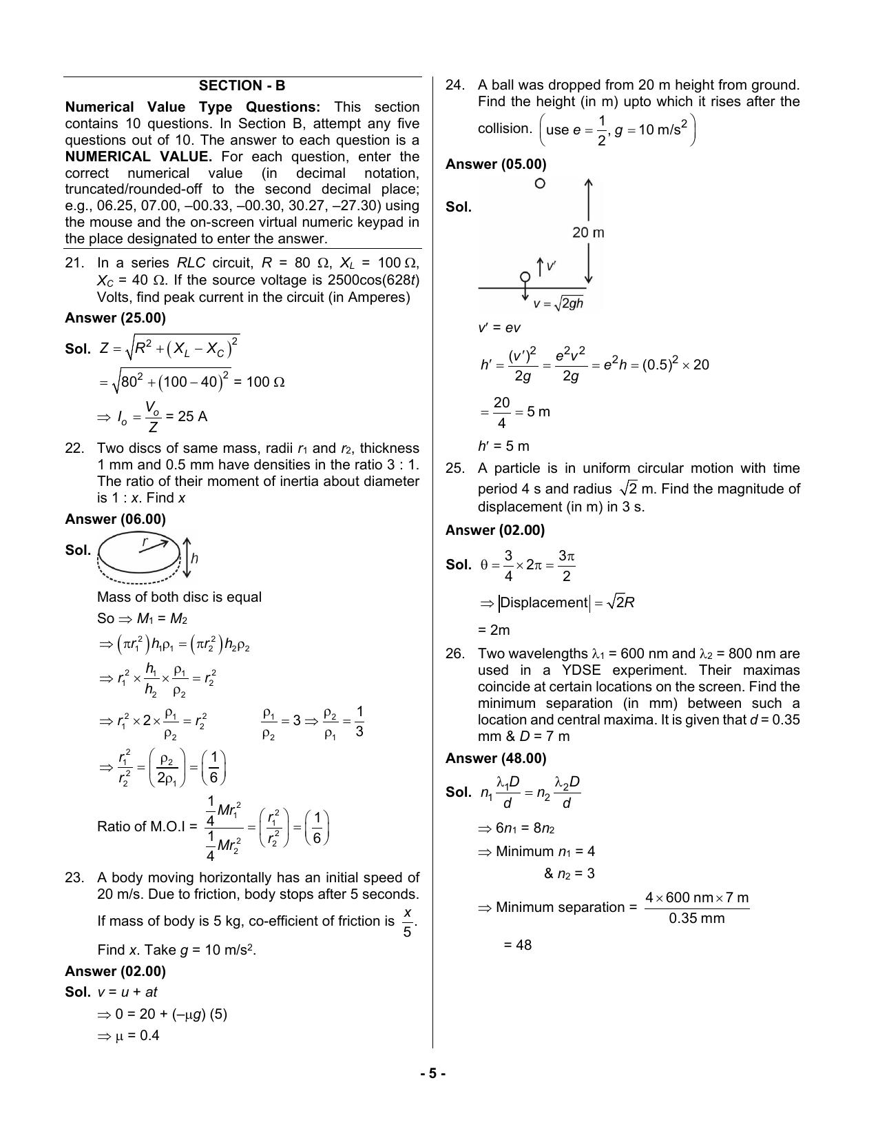 JEE Mains 2023: 31st January 2023 Shift-2 (Evening) Question Paper With Solution (January, Session-1) - Page 4