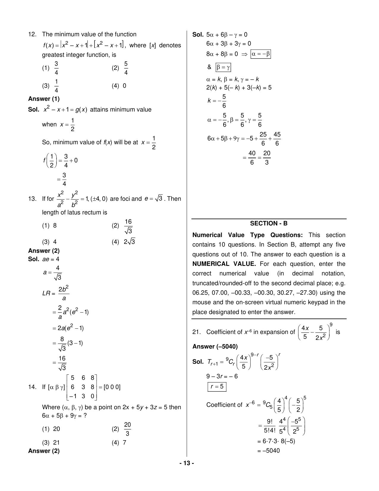JEE Mains 2023: 31st January 2023 Shift-2 (Evening) Question Paper With Solution (January, Session-1) - Page 12