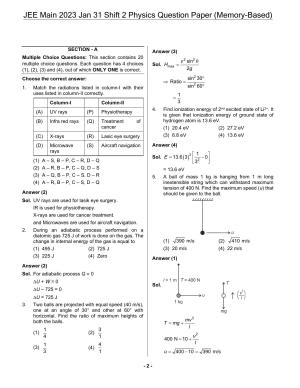 JEE Mains 2023: 31st January 2023 Shift-2 (Evening) Question Paper With Solution (January, Session-1)