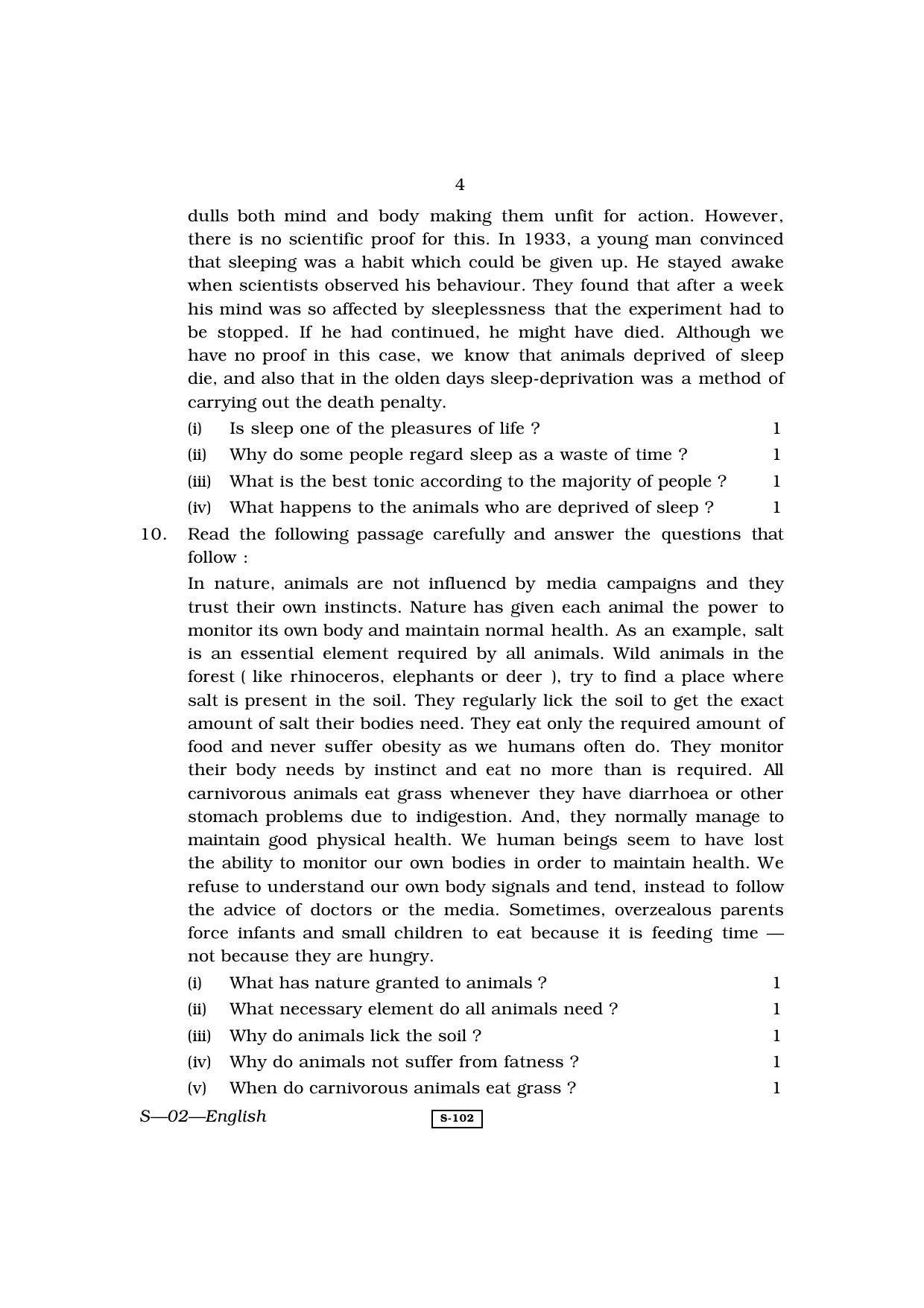 RBSE Class 10 English 2010 Question Paper - Page 4