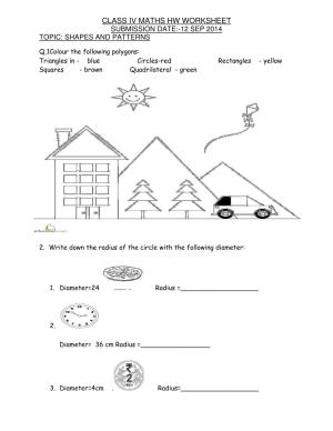 Worksheet for Class 4 Maths Assignment 57 Shapes and Patterns
