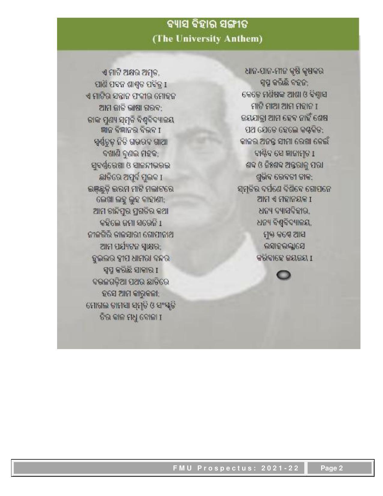 Fakir Mohan University, Balasore PG Prospectus-2021-22 - Page 2