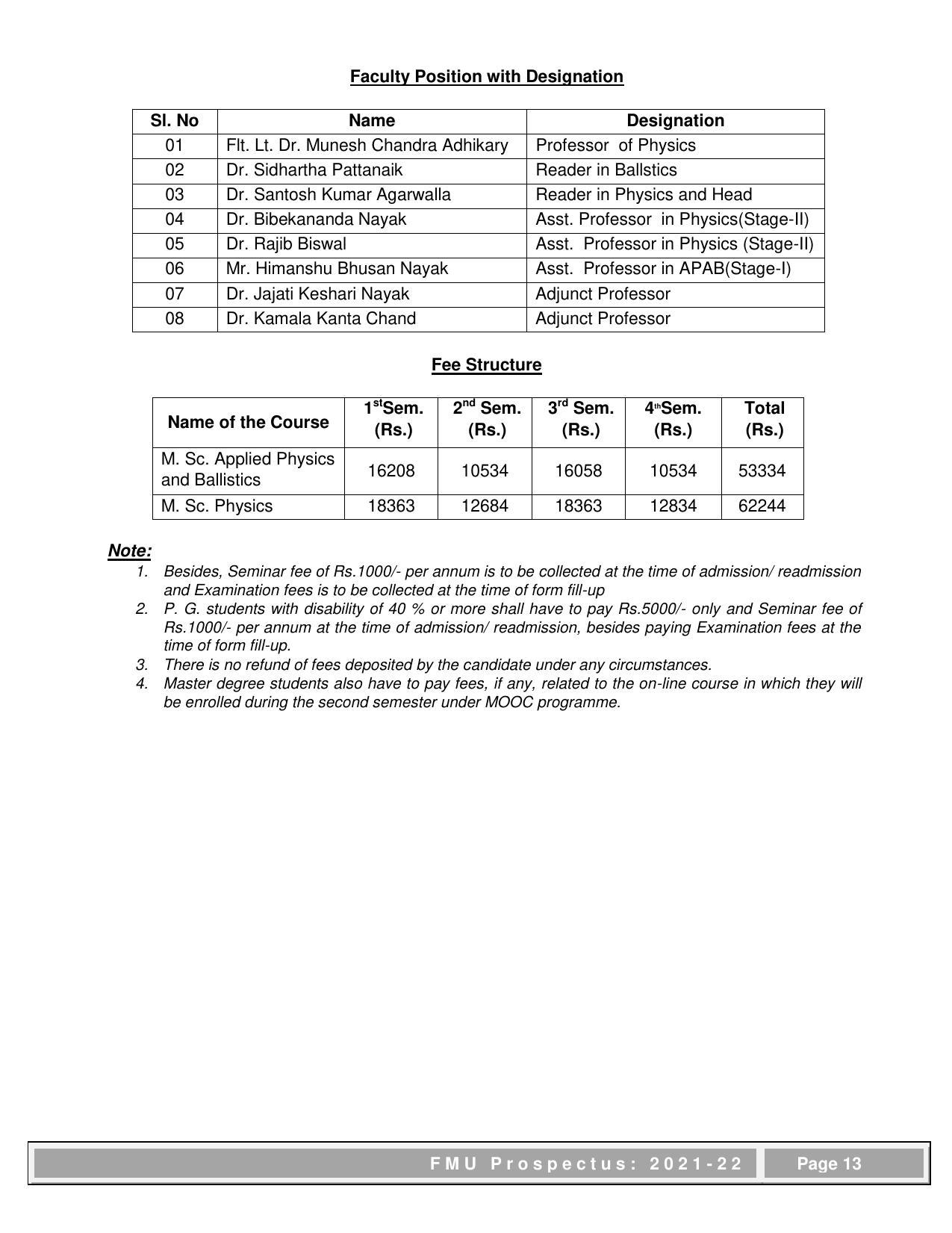 Fakir Mohan University, Balasore PG Prospectus-2021-22 - Page 13