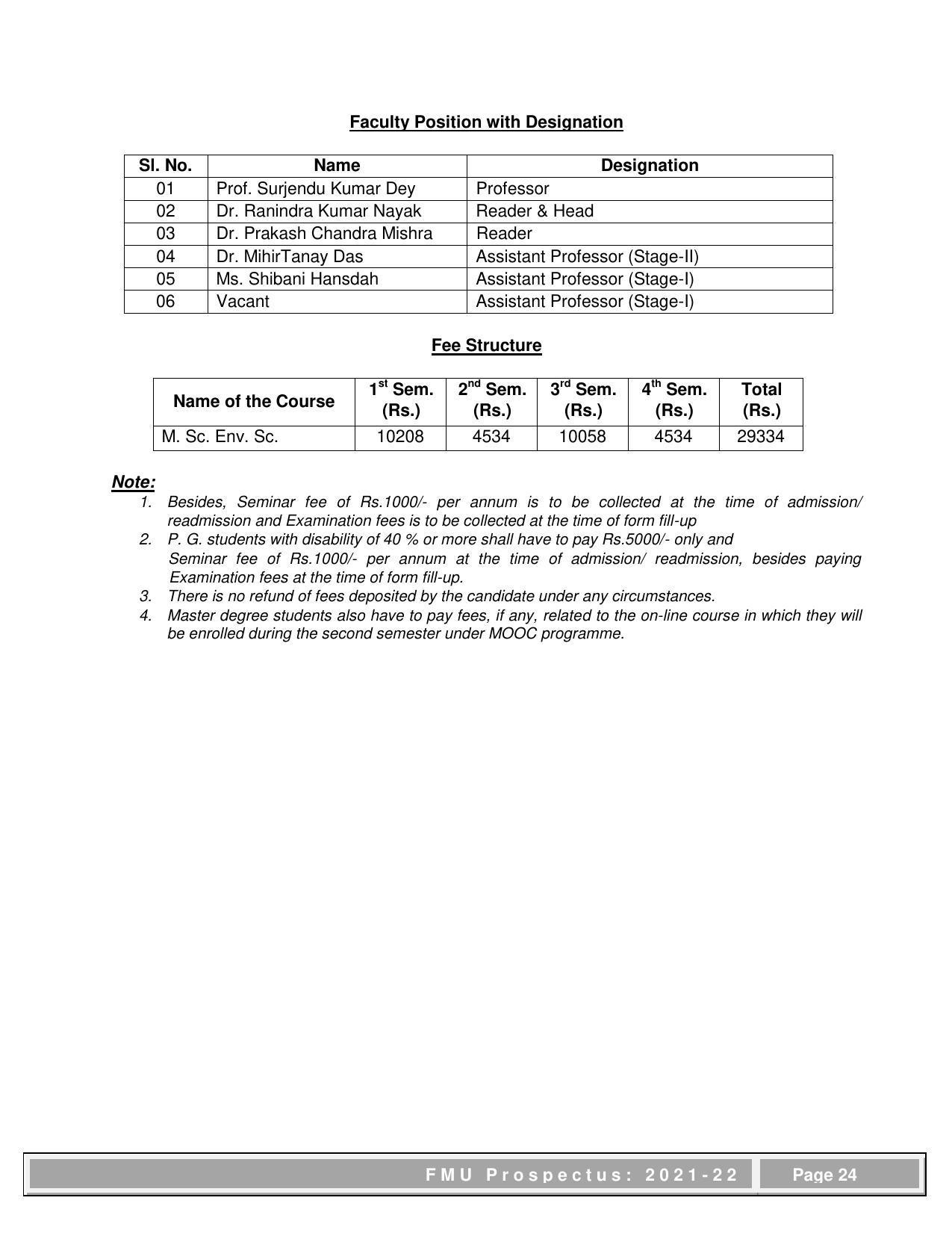 Fakir Mohan University, Balasore PG Prospectus-2021-22 - Page 24