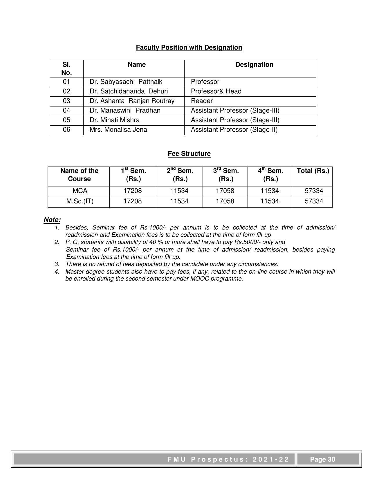 Fakir Mohan University, Balasore PG Prospectus-2021-22 - Page 30