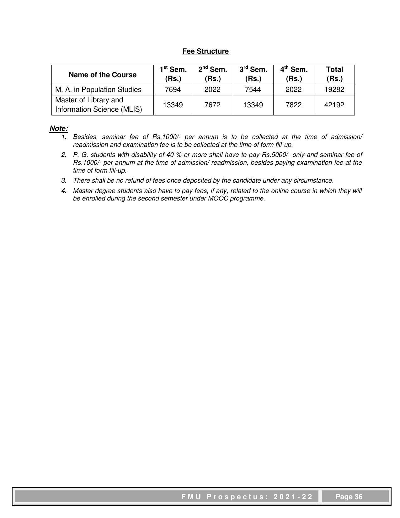 Fakir Mohan University, Balasore PG Prospectus-2021-22 - Page 36