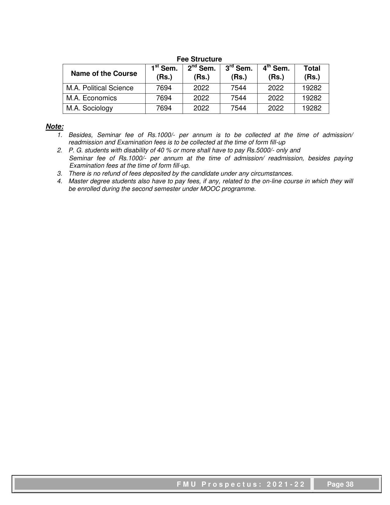Fakir Mohan University, Balasore PG Prospectus-2021-22 - Page 38