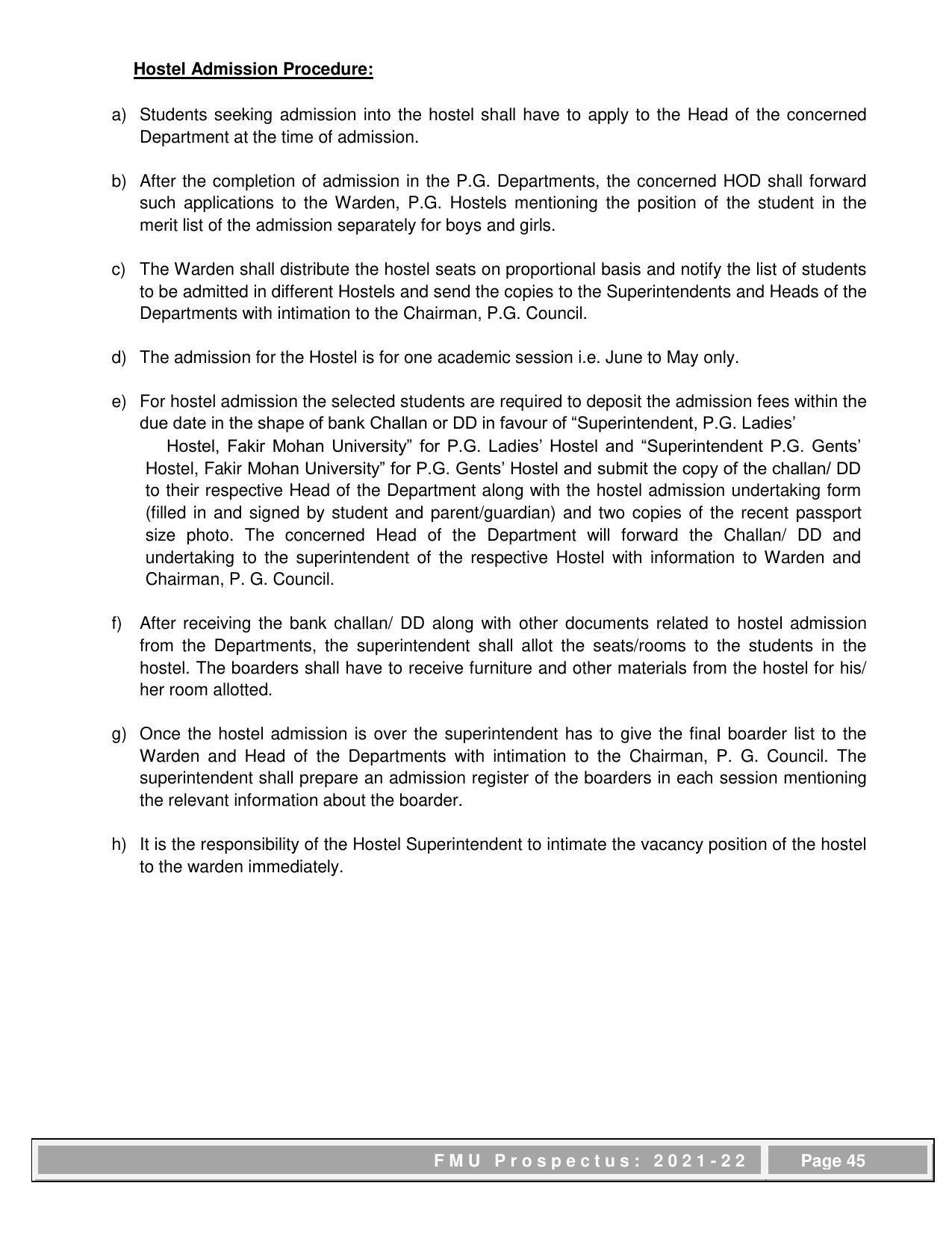 Fakir Mohan University, Balasore PG Prospectus-2021-22 - Page 45