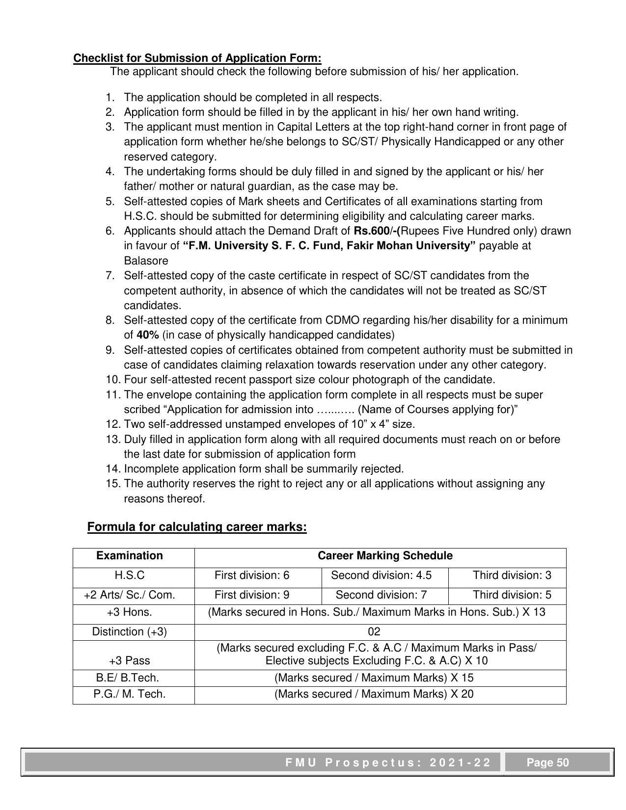 Fakir Mohan University, Balasore PG Prospectus-2021-22 - Page 50