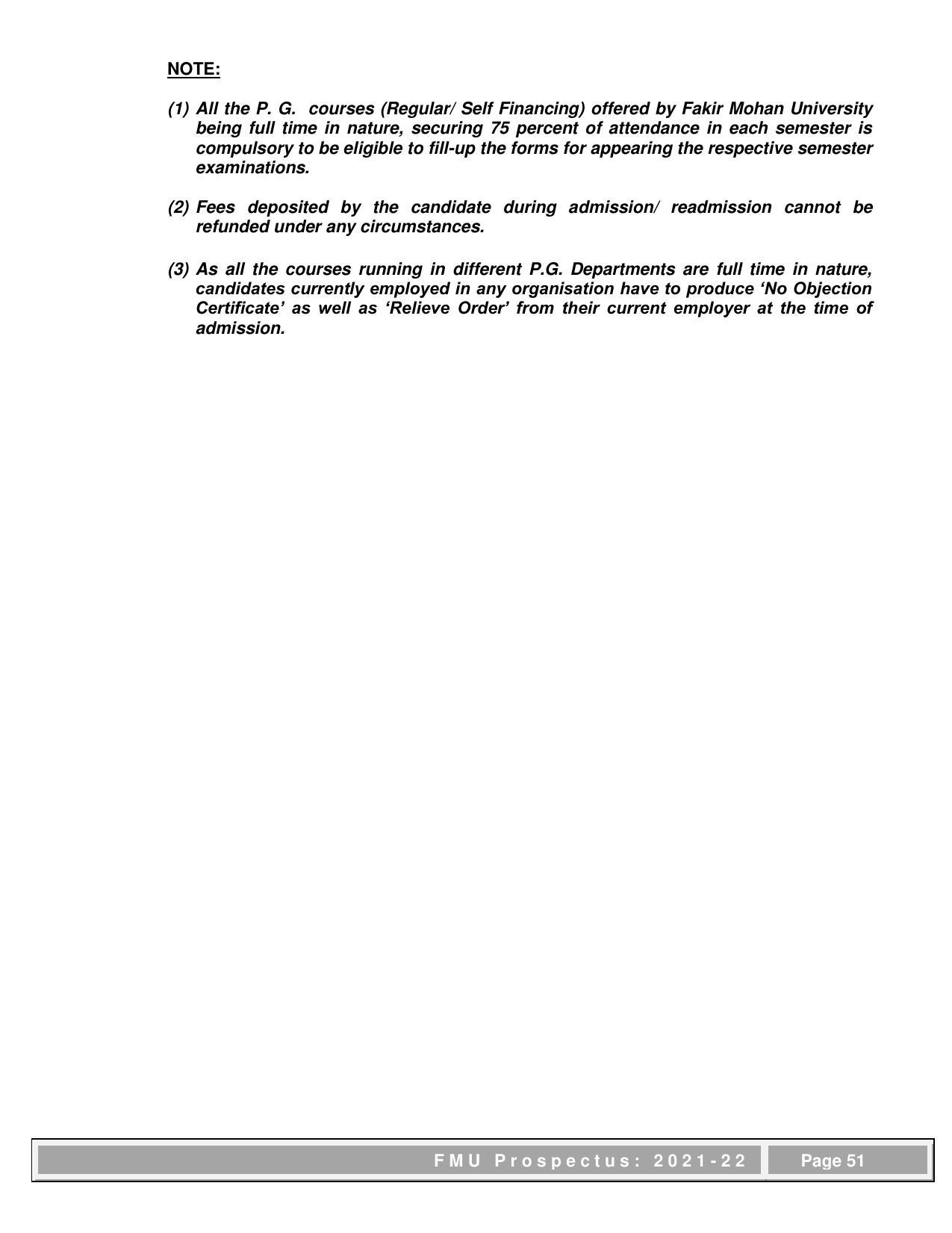 Fakir Mohan University, Balasore PG Prospectus-2021-22 - Page 51