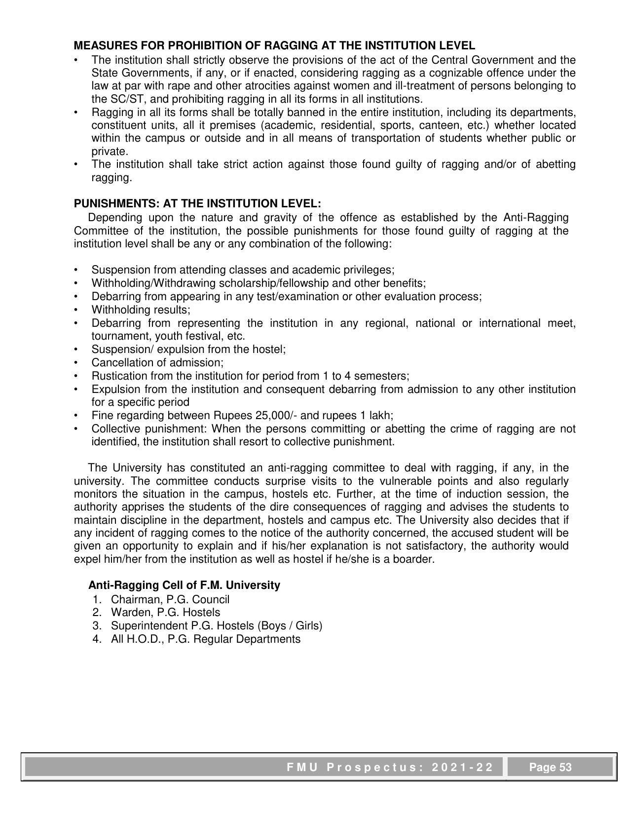 Fakir Mohan University, Balasore PG Prospectus-2021-22 - Page 53