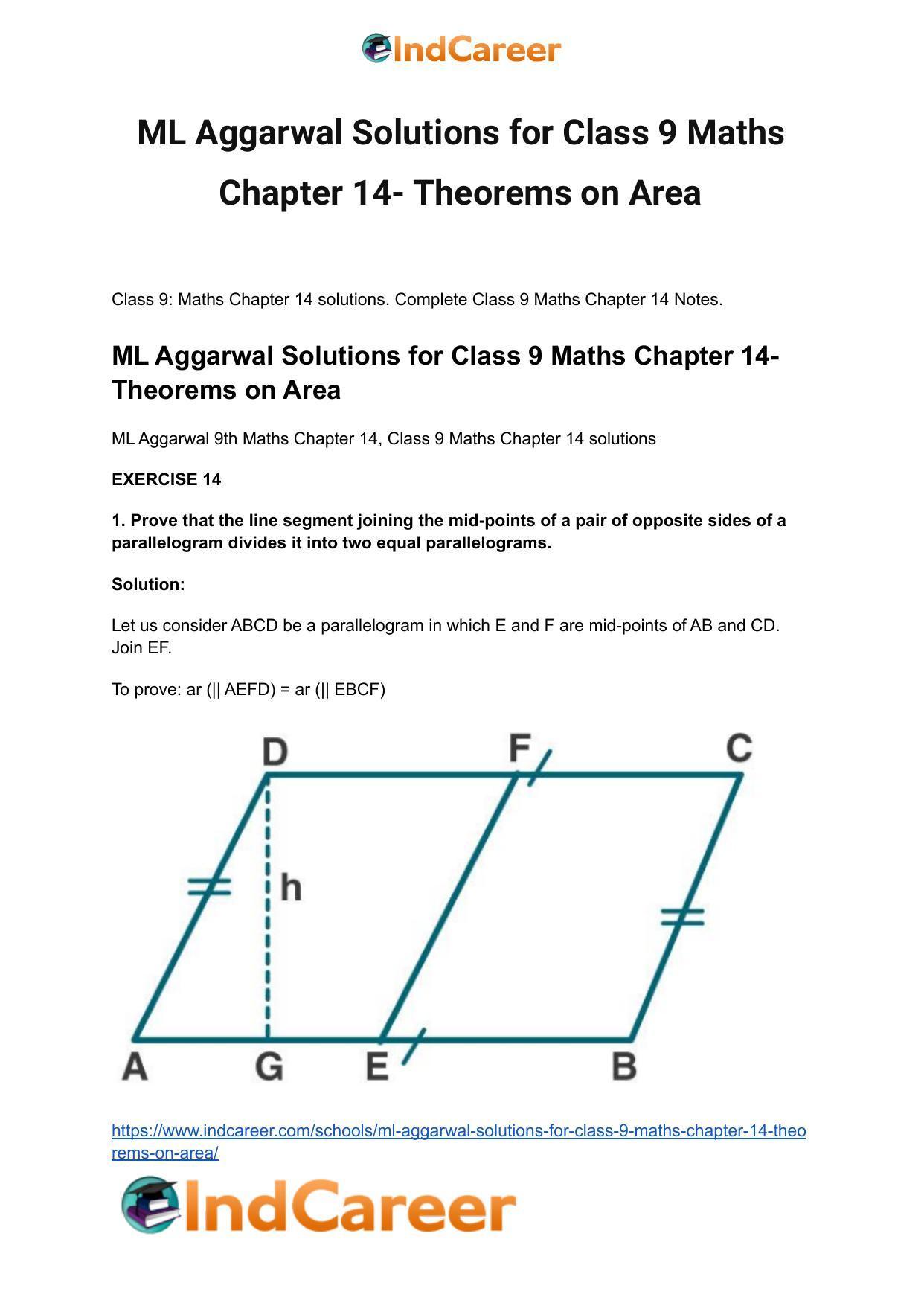 ML Aggarwal Solutions for Class 9 Maths Chapter 14- Theorems on Area - Page 2