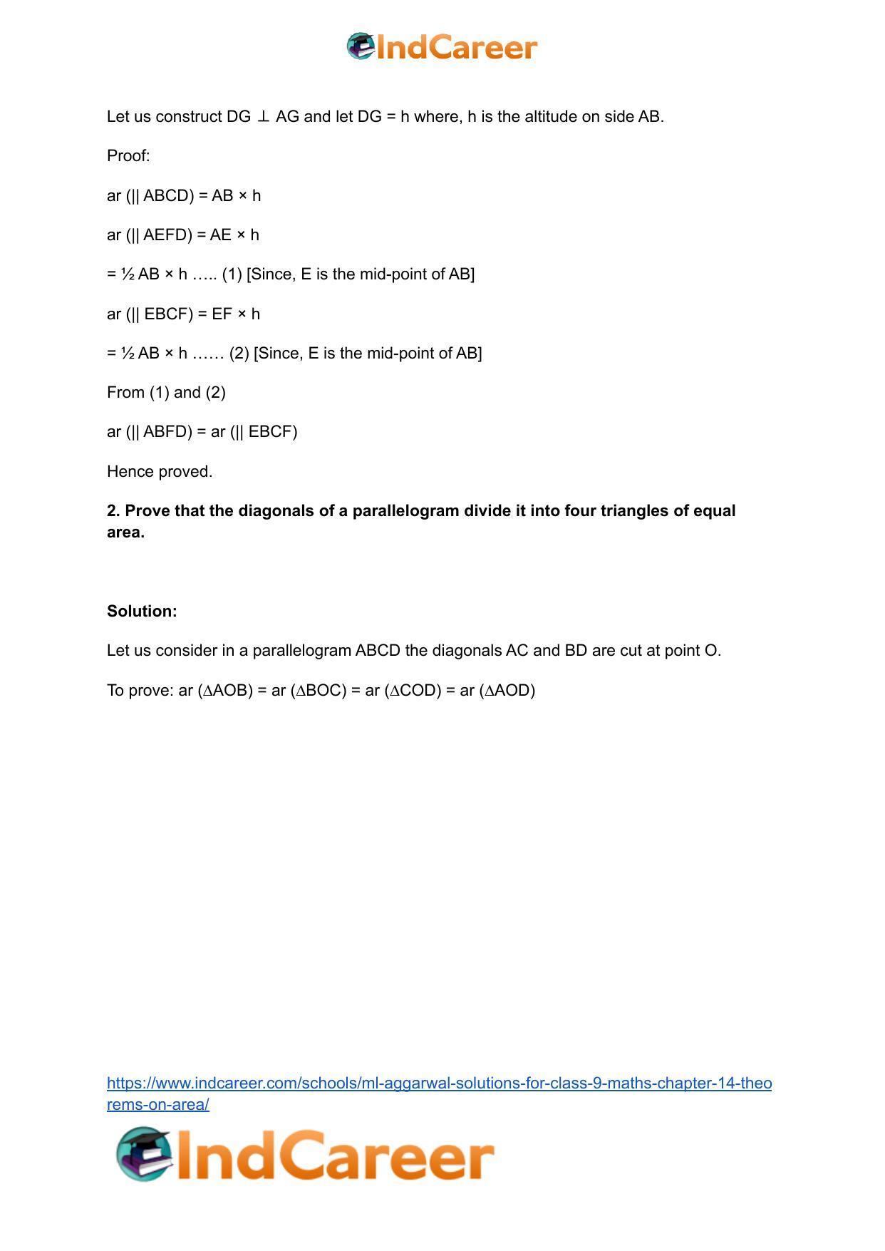 ML Aggarwal Solutions for Class 9 Maths Chapter 14- Theorems on Area - Page 3