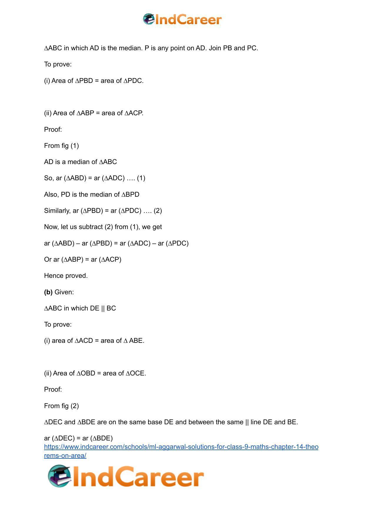 ML Aggarwal Solutions for Class 9 Maths Chapter 14- Theorems on Area - Page 6