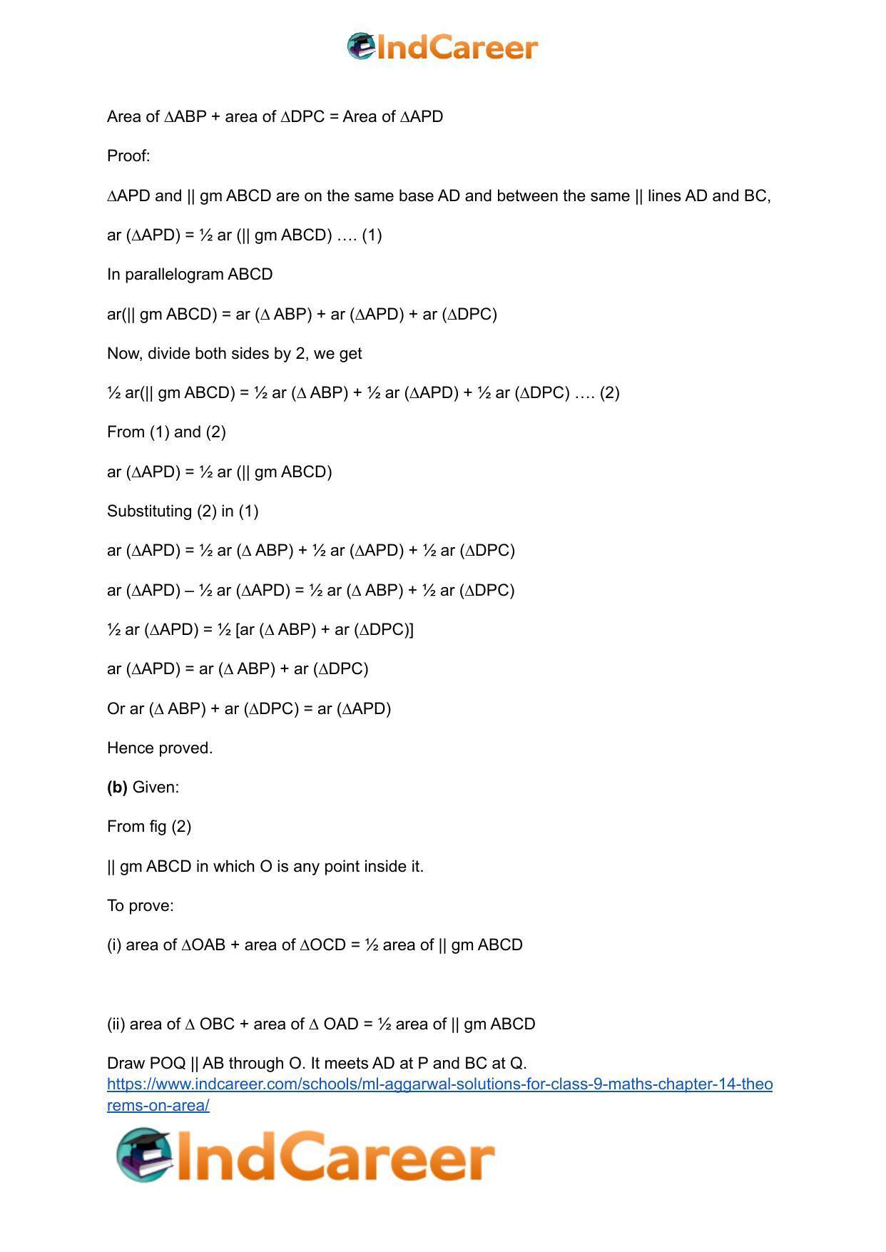 ML Aggarwal Solutions for Class 9 Maths Chapter 14- Theorems on Area - Page 8