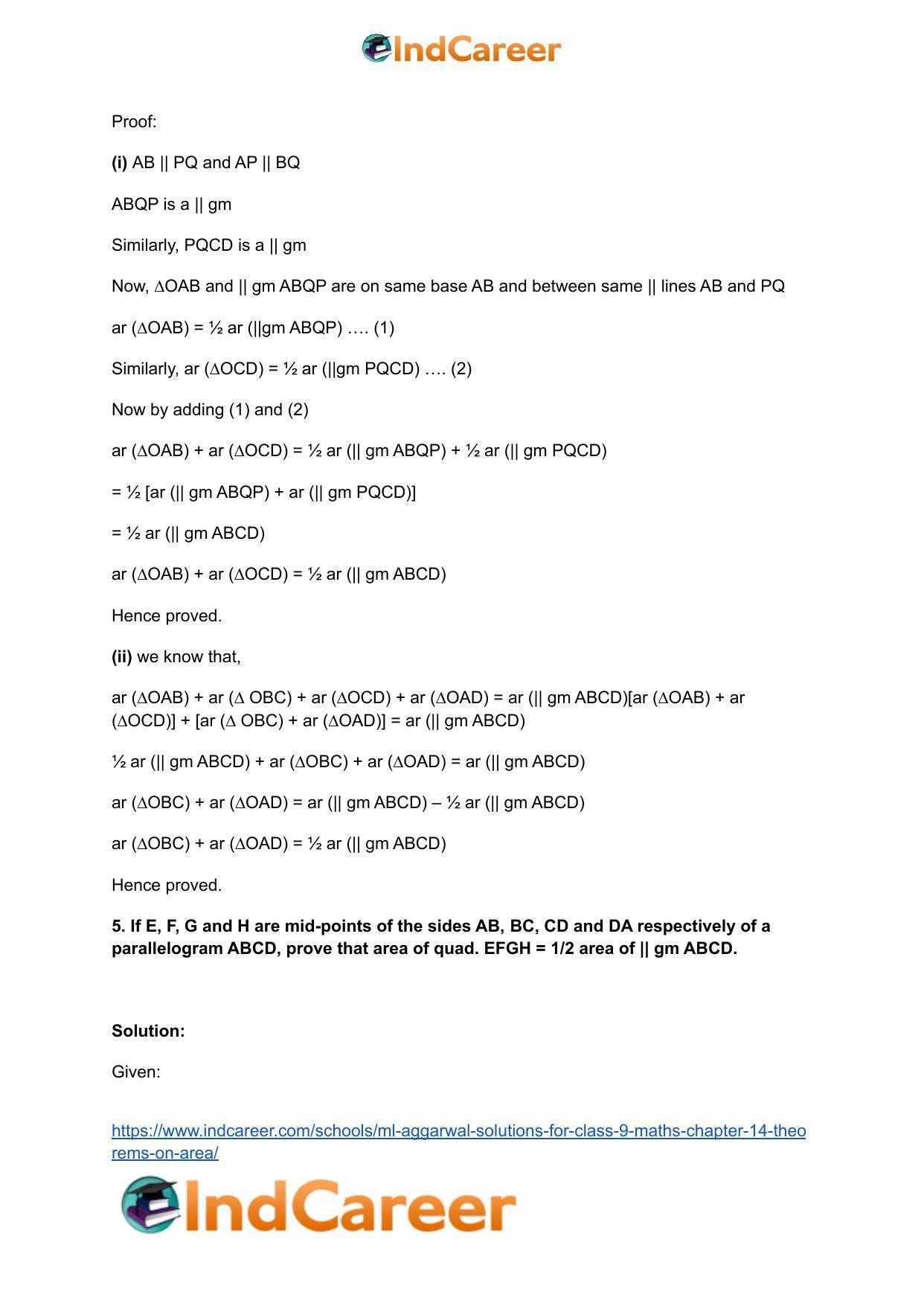 ML Aggarwal Solutions for Class 9 Maths Chapter 14- Theorems on Area - Page 9