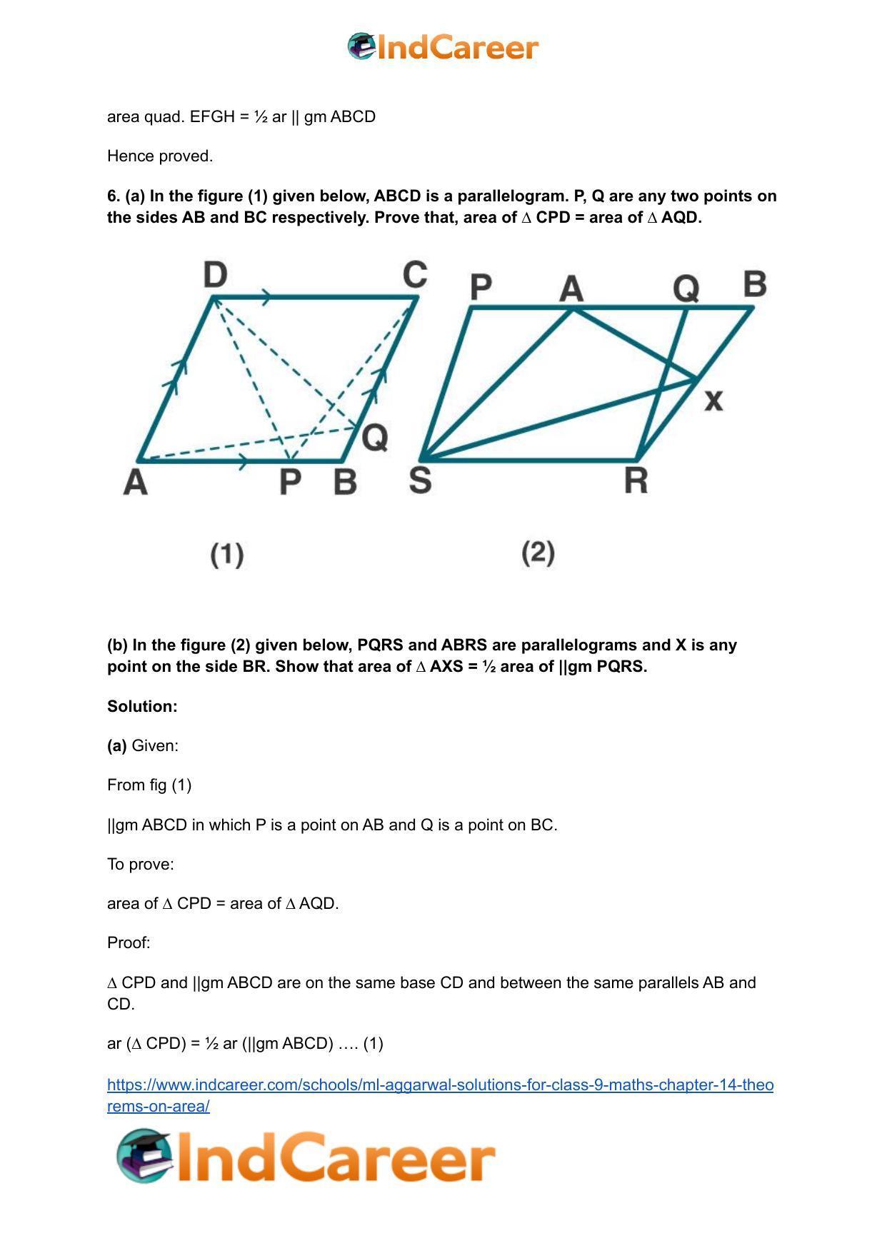 ML Aggarwal Solutions for Class 9 Maths Chapter 14- Theorems on Area - Page 11