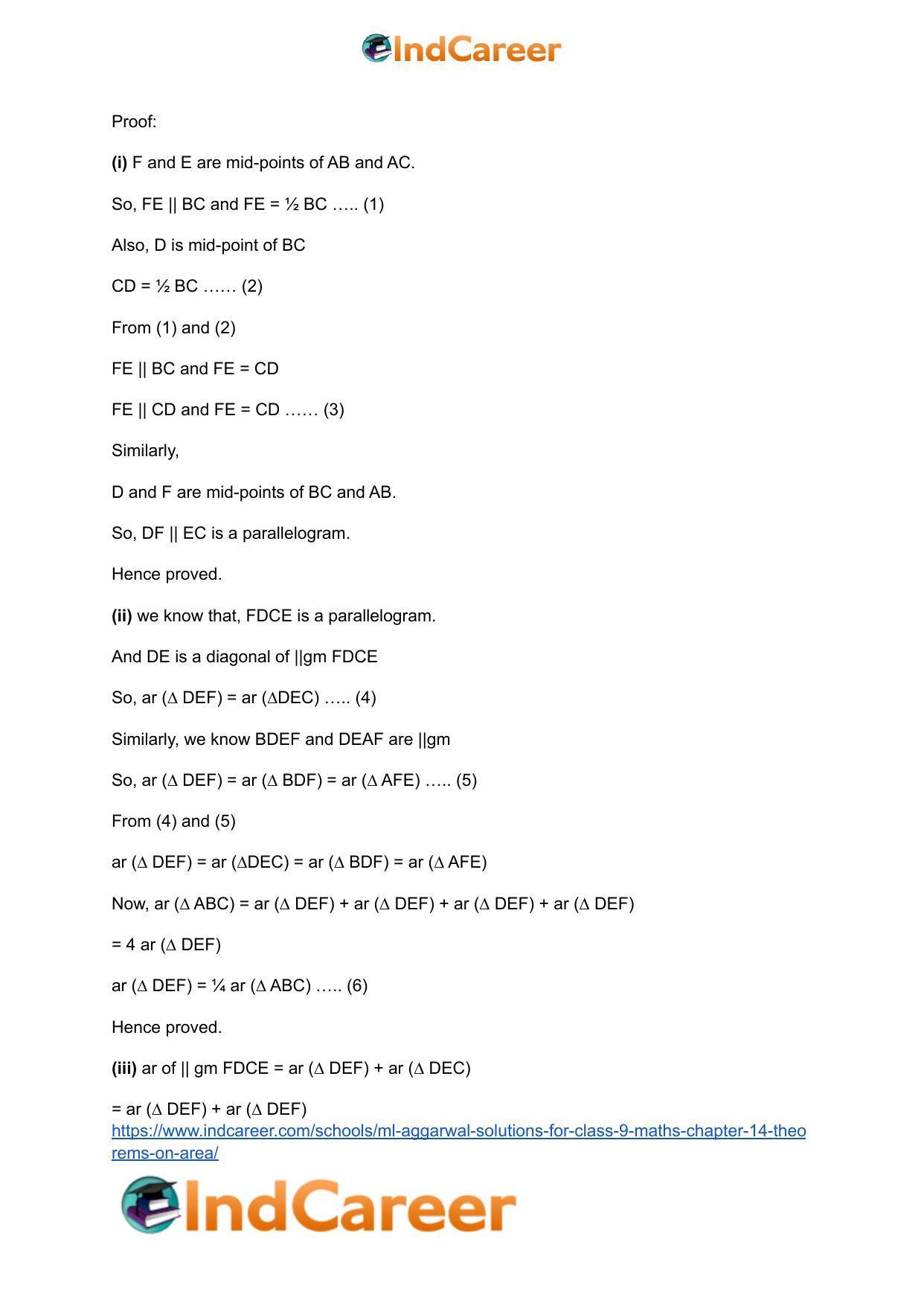 ML Aggarwal Solutions for Class 9 Maths Chapter 14- Theorems on Area - Page 14